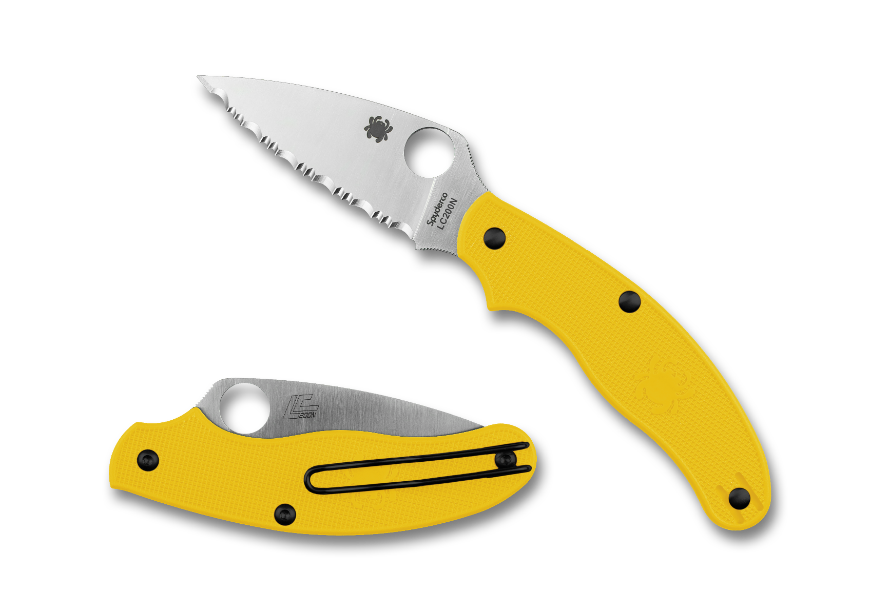 Spyderco UK Penknife Lightweight Yellow 2.98in Serrated Satin Leaf SPC94SYL View 1