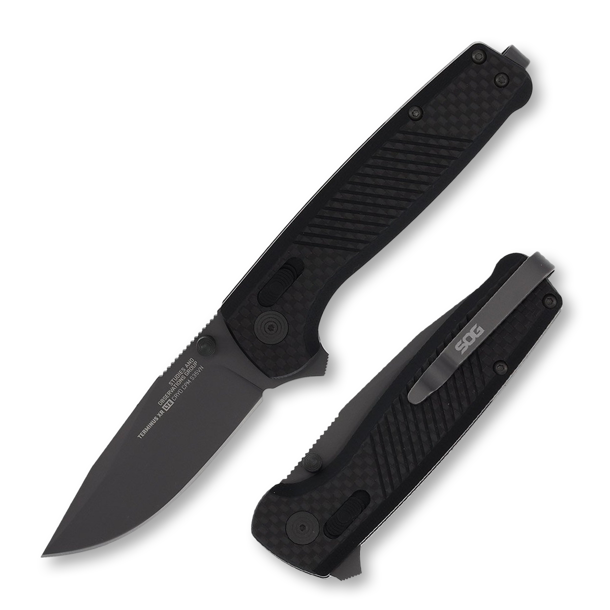 SOG Terminus XR LTE Folding Knife 2.95 Inch Plain Gray TiNi Clip Point TM1032BX View 1