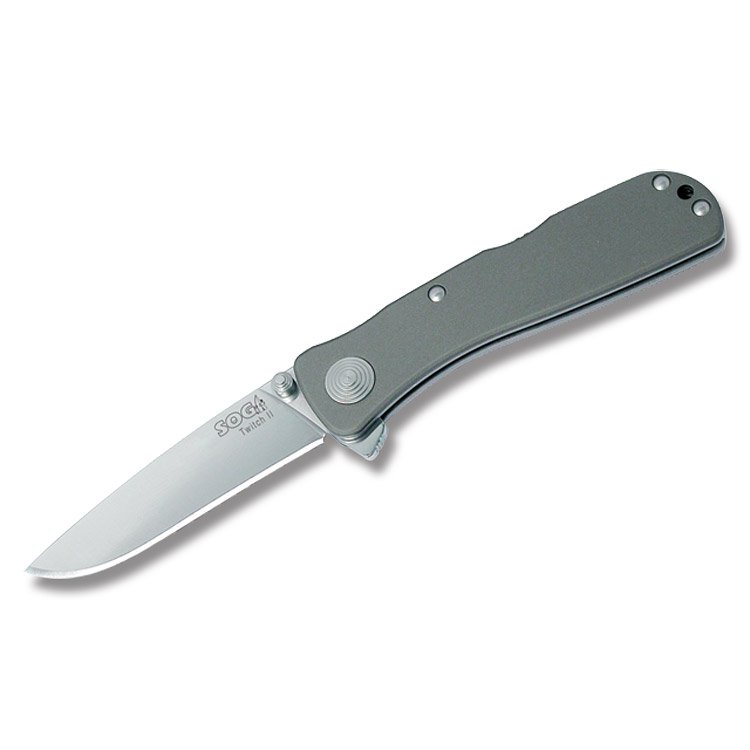 SOG Twitch II Folding Knife Gray 2.65in Plain Satin Drop Point SOGT8 View 1