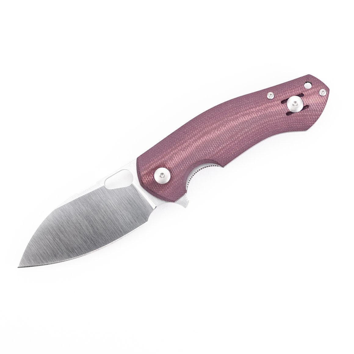 GiantMouse ACE Biblio Linerlock Folding Knife Satin M390/Burgundy Canvas Micarta GMACEBIBLIOB View 1