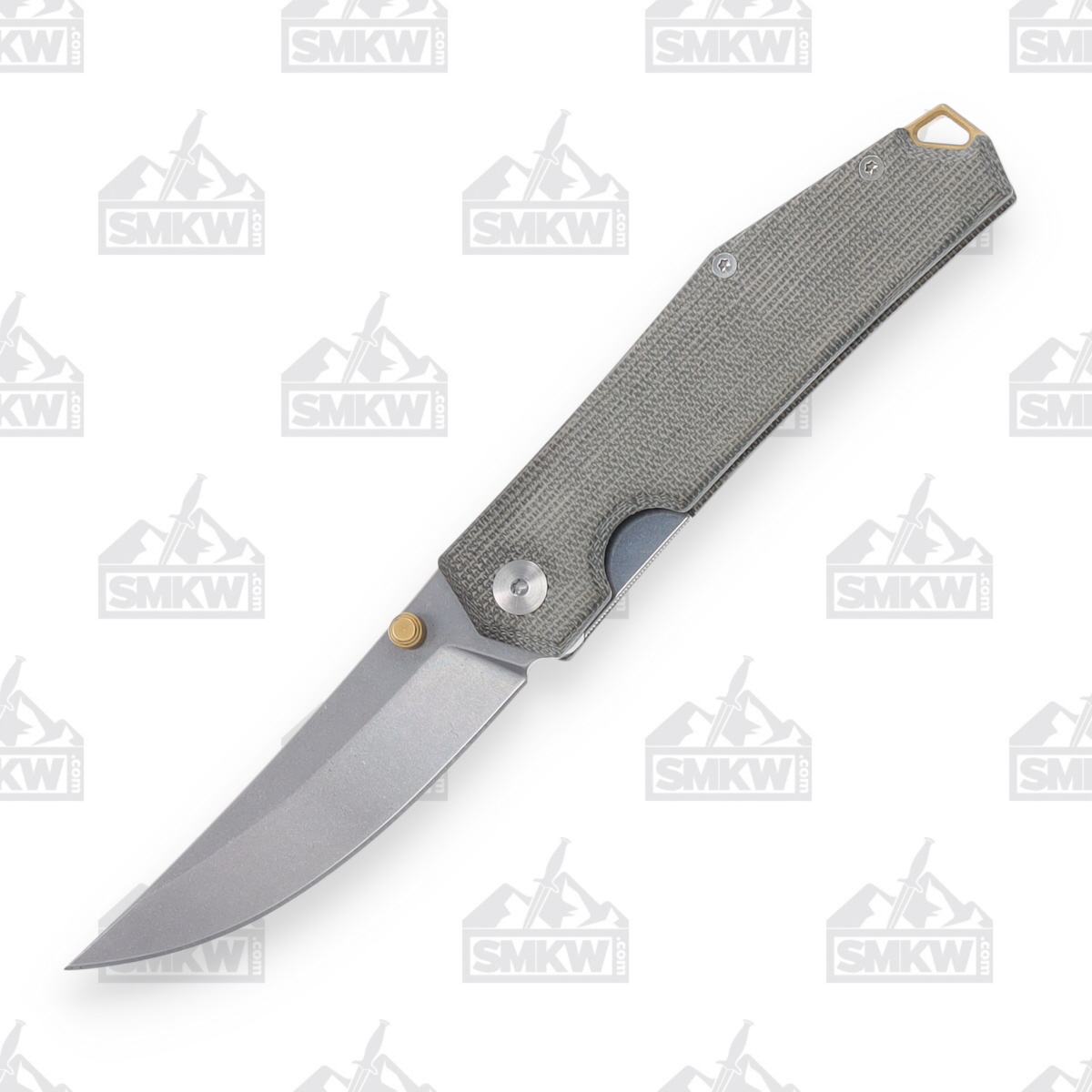 GiantMouse ACE Clyde Linerlock Folding Knife Stonewash Elmax/Green Micarta GMACECLYDEGC View 2