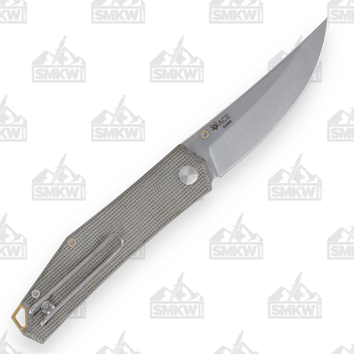 GiantMouse ACE Clyde Linerlock Folding Knife Stonewash Elmax/Green Micarta GMACECLYDEGC View 3
