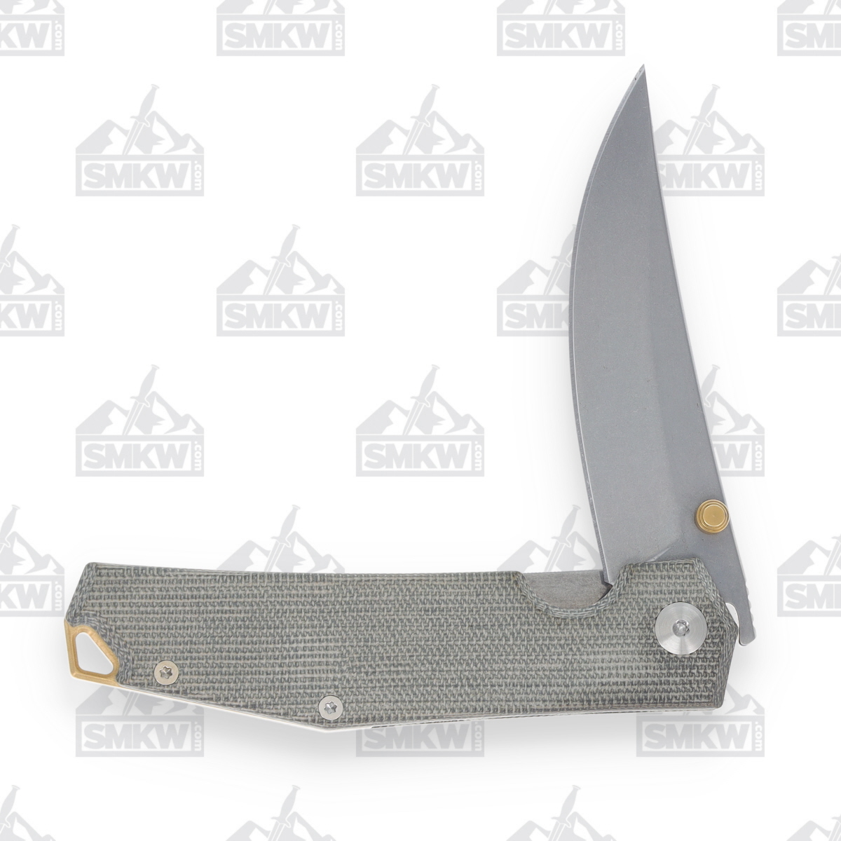 GiantMouse ACE Clyde Linerlock Folding Knife Stonewash Elmax/Green Micarta GMACECLYDEGC View 4