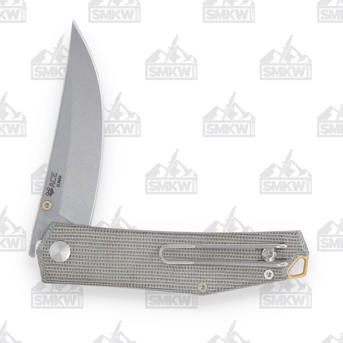 GiantMouse ACE Clyde Linerlock Folding Knife Stonewash Elmax/Green Micarta GMACECLYDEGC View 5