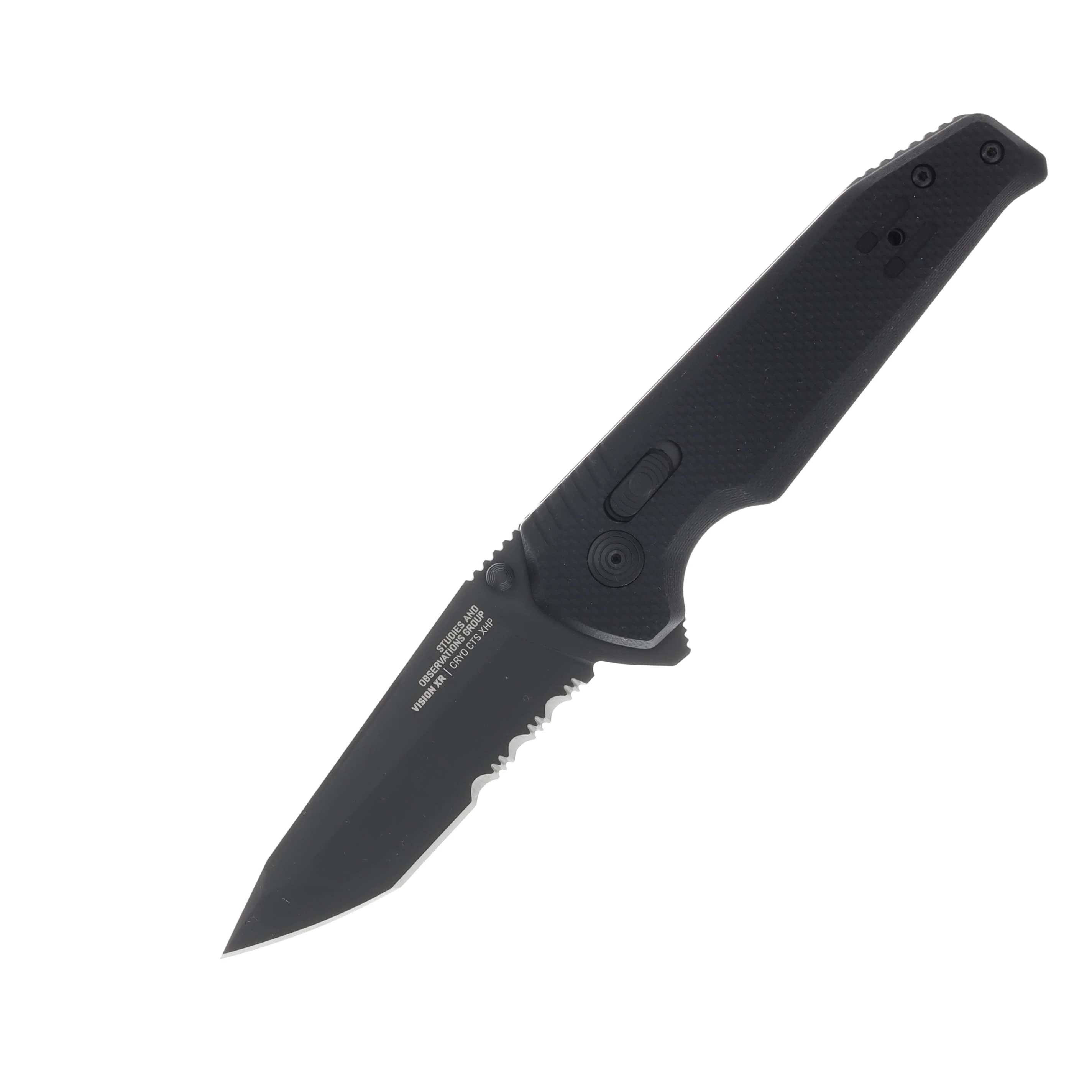 SOG Vision XR Folding Knife 3.36in Partially Serrated Black TiNi Tanto 12570257 View 1