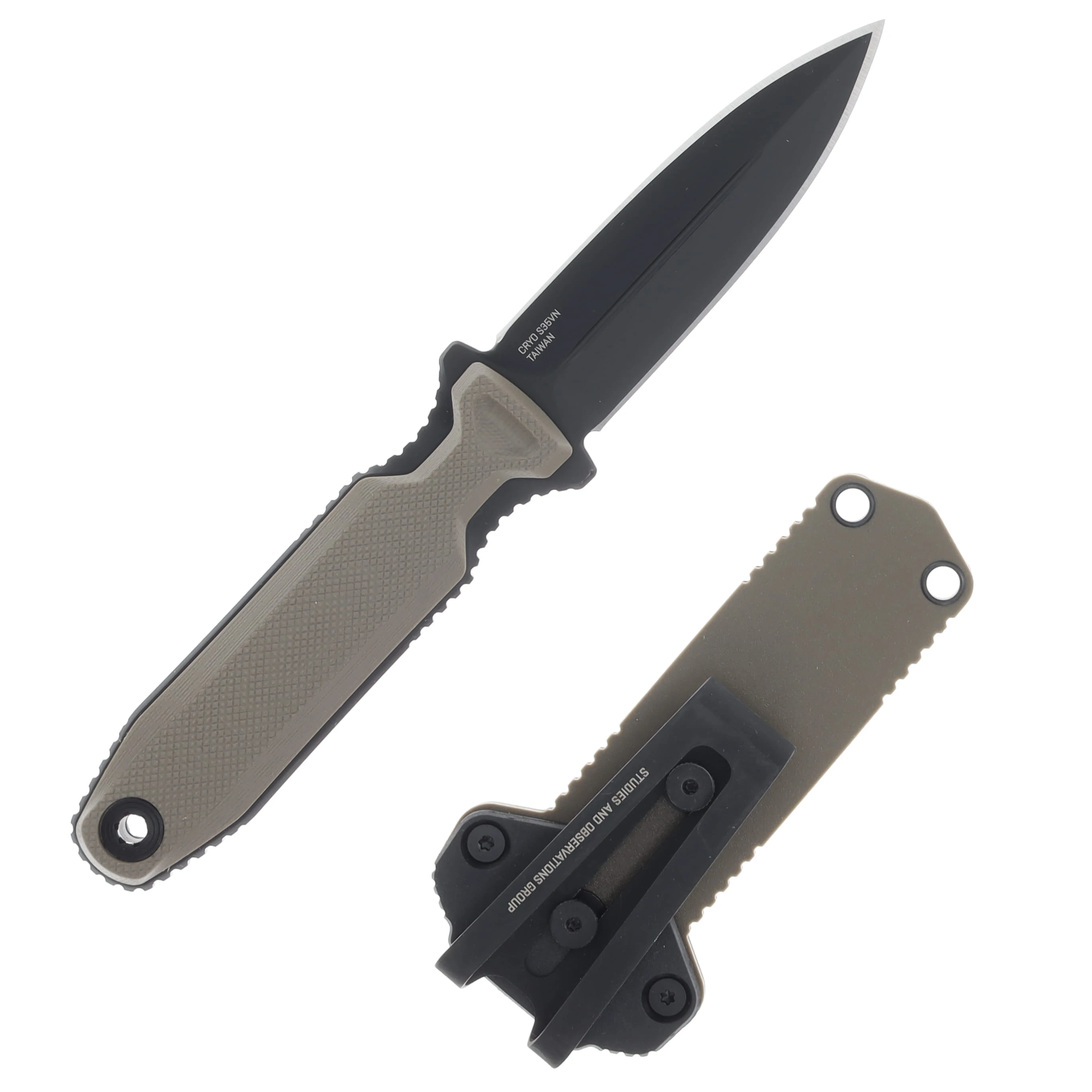 SOG Knives Pentagon FX Covert FDE Fixed Blade 3.41in Black Spear Point 17610457 View 2