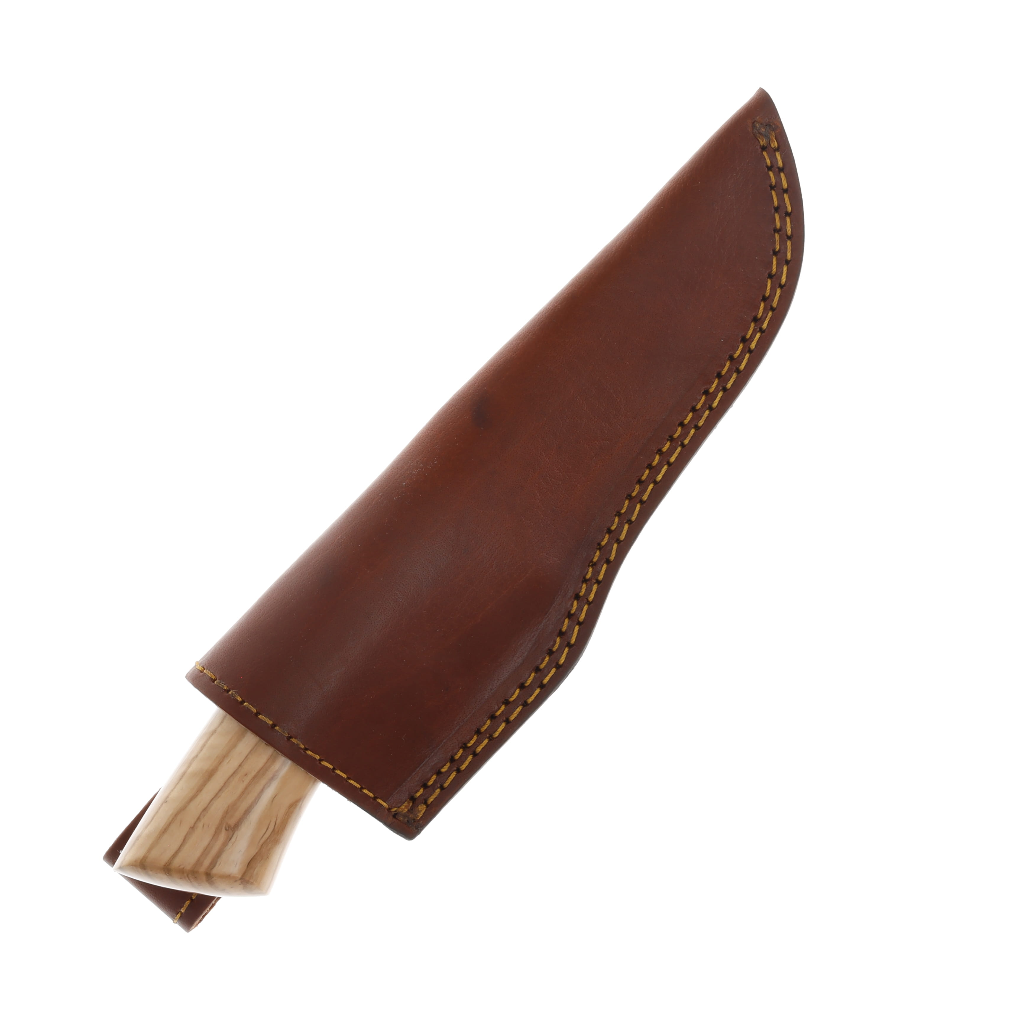 Szco Damascus Hunter Olive Wood - Stacked Leather 4.75in Plain Skinner DM1100 View 4