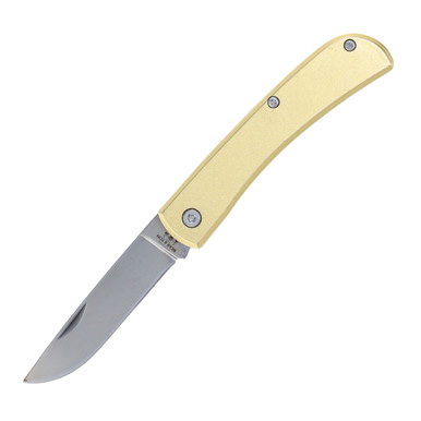 Bear & Son Small Farmhand Folding Knife Yellow Aluminum BRC137 View 2