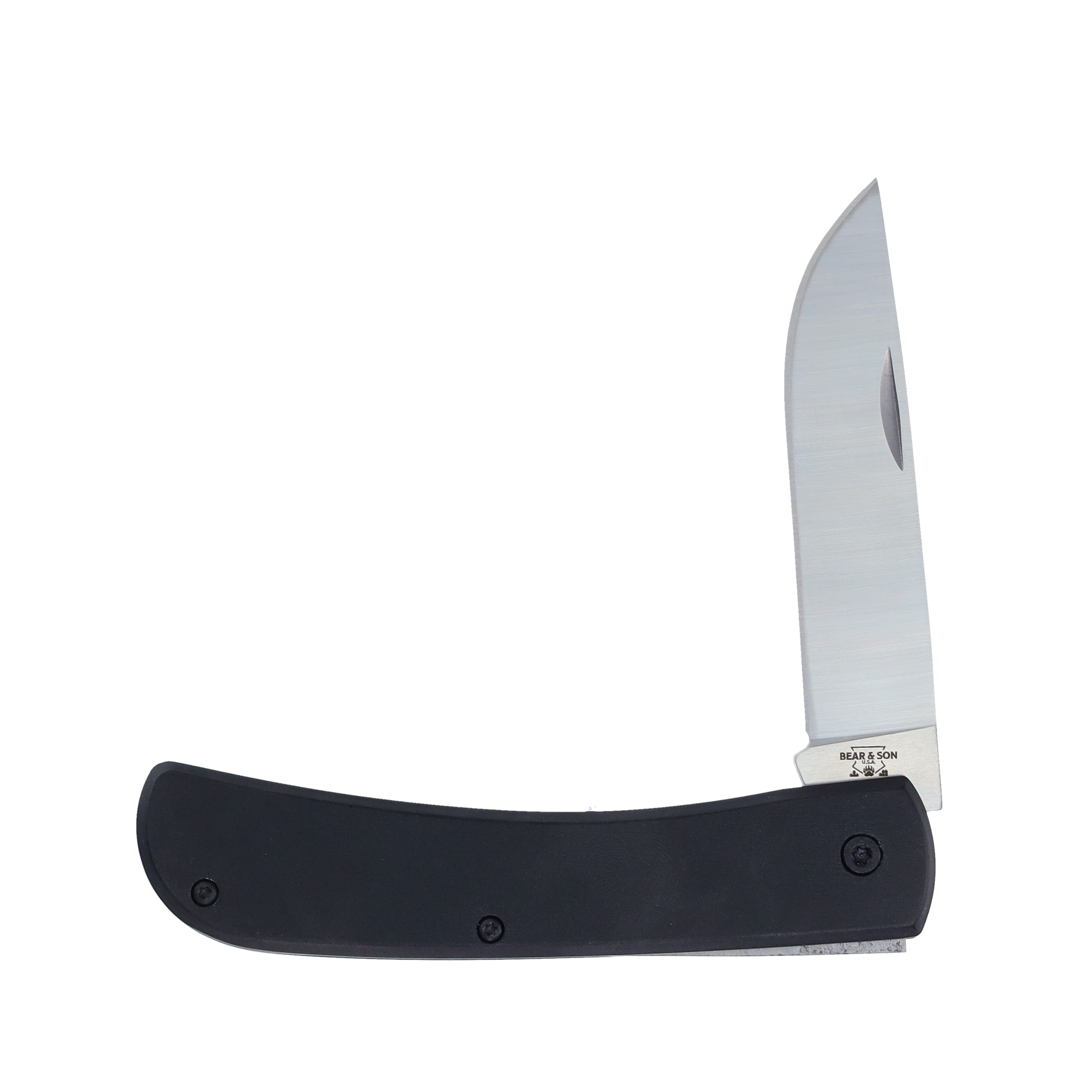 Bear & Son Large Folding Knife 3.26in Plain Edge Black Aluminum BR138 View 2