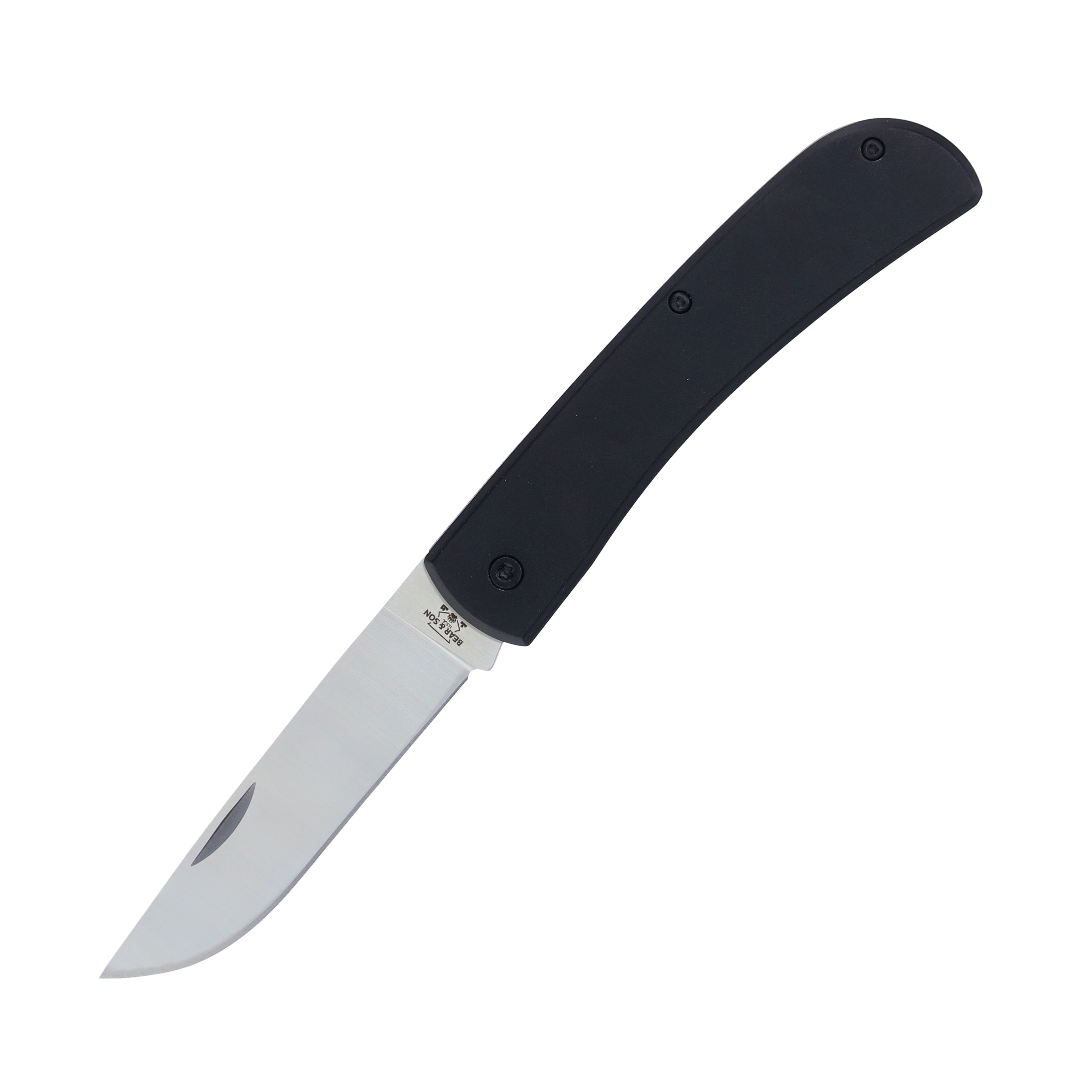 Bear & Son Large Folding Knife 3.26in Plain Edge Black Aluminum BR138 View 1