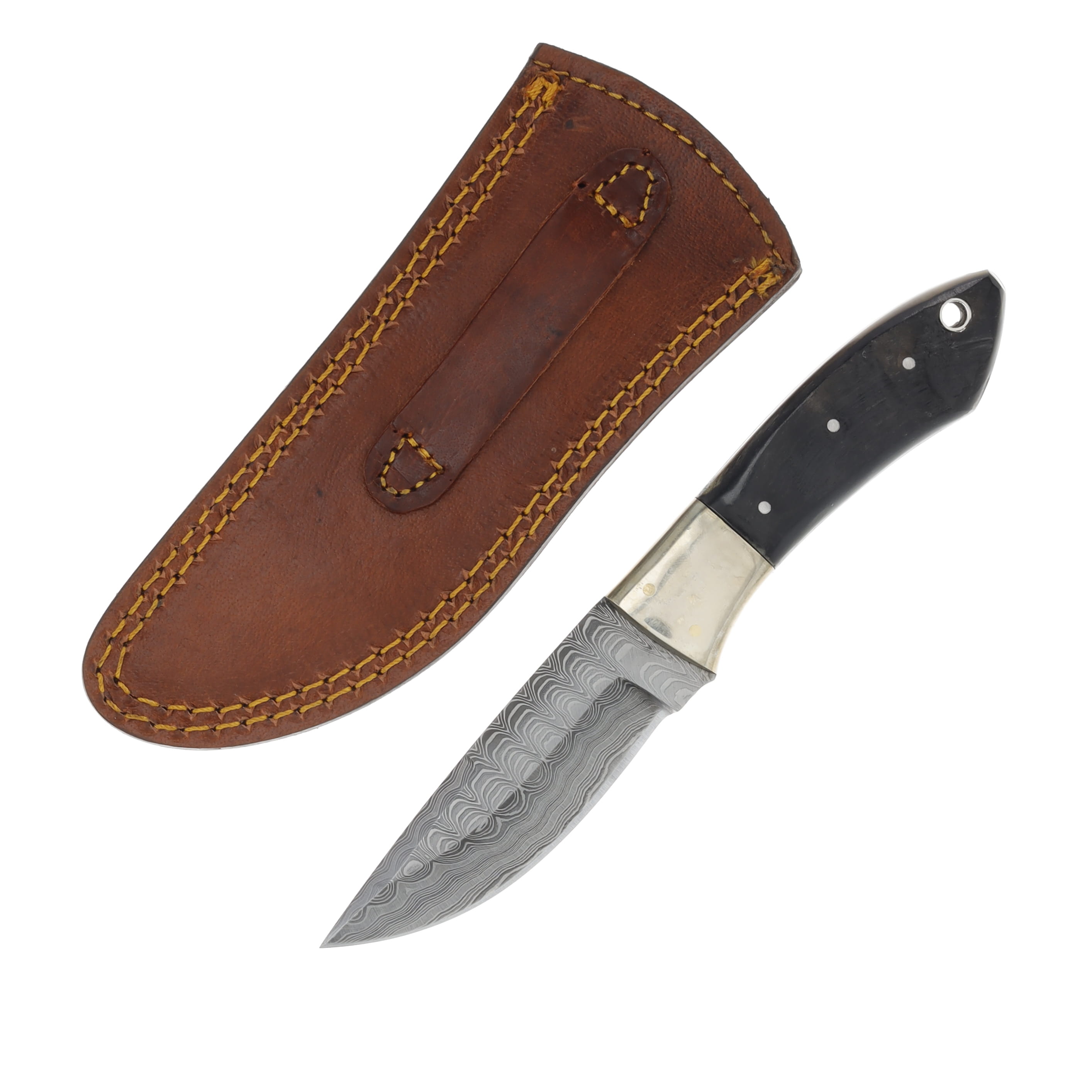 SZCO Supplies Ram Clip Point Hunter 3.62in Damascus Fixed Blade DM1050RM View 2