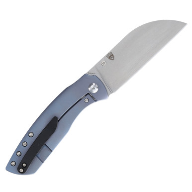 Kansept Convict Blue Titanium Folding Knife 3.25in Sheepsfoot Blade View 2