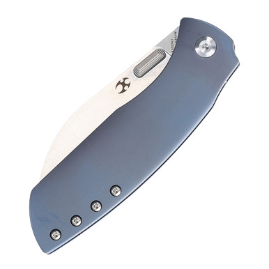 Kansept Convict Blue Titanium Folding Knife 3.25in Sheepsfoot Blade View 5