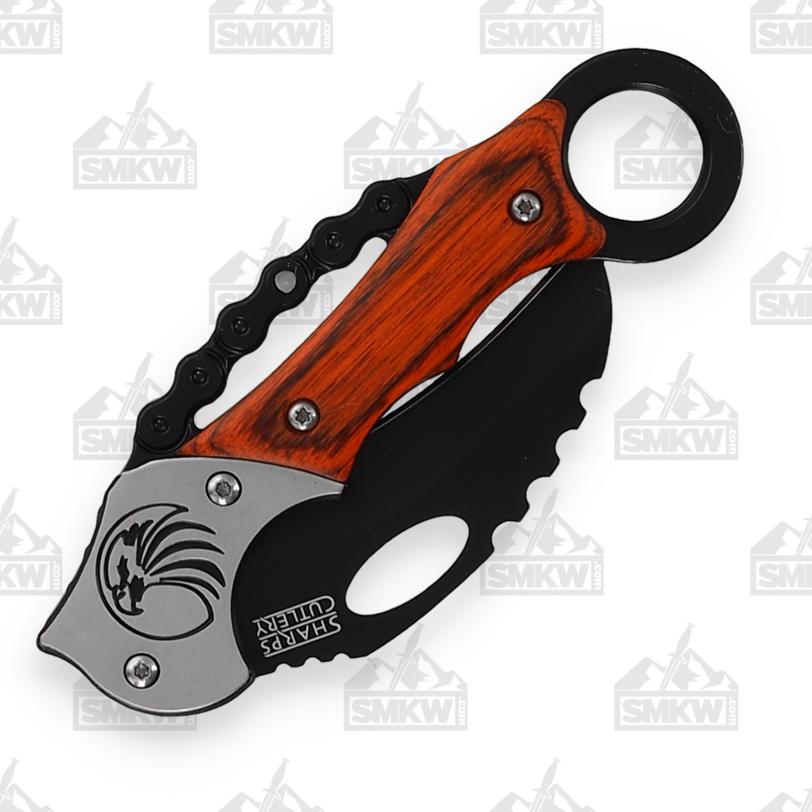 Sharps Cutlery Raptor Hawkbill Folding Knife Pakkawood FRSHP146PW View 8