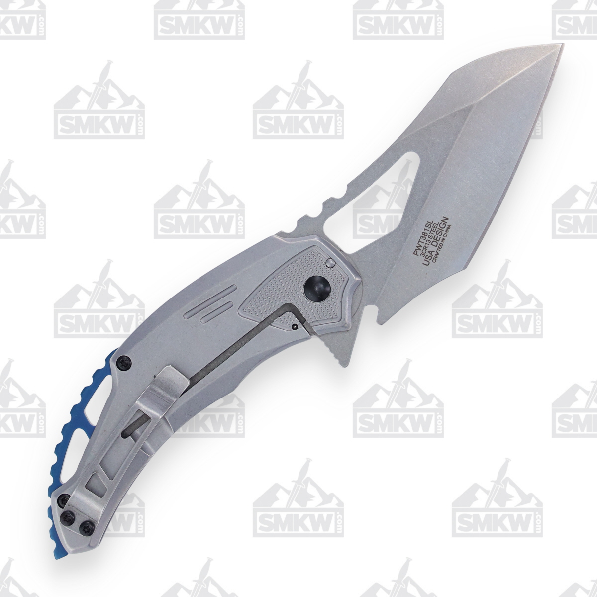WarTech Assisted Tactical Folding Knife 3.25in Wharncliffe Blade Sliver NTPWT381SL View 3