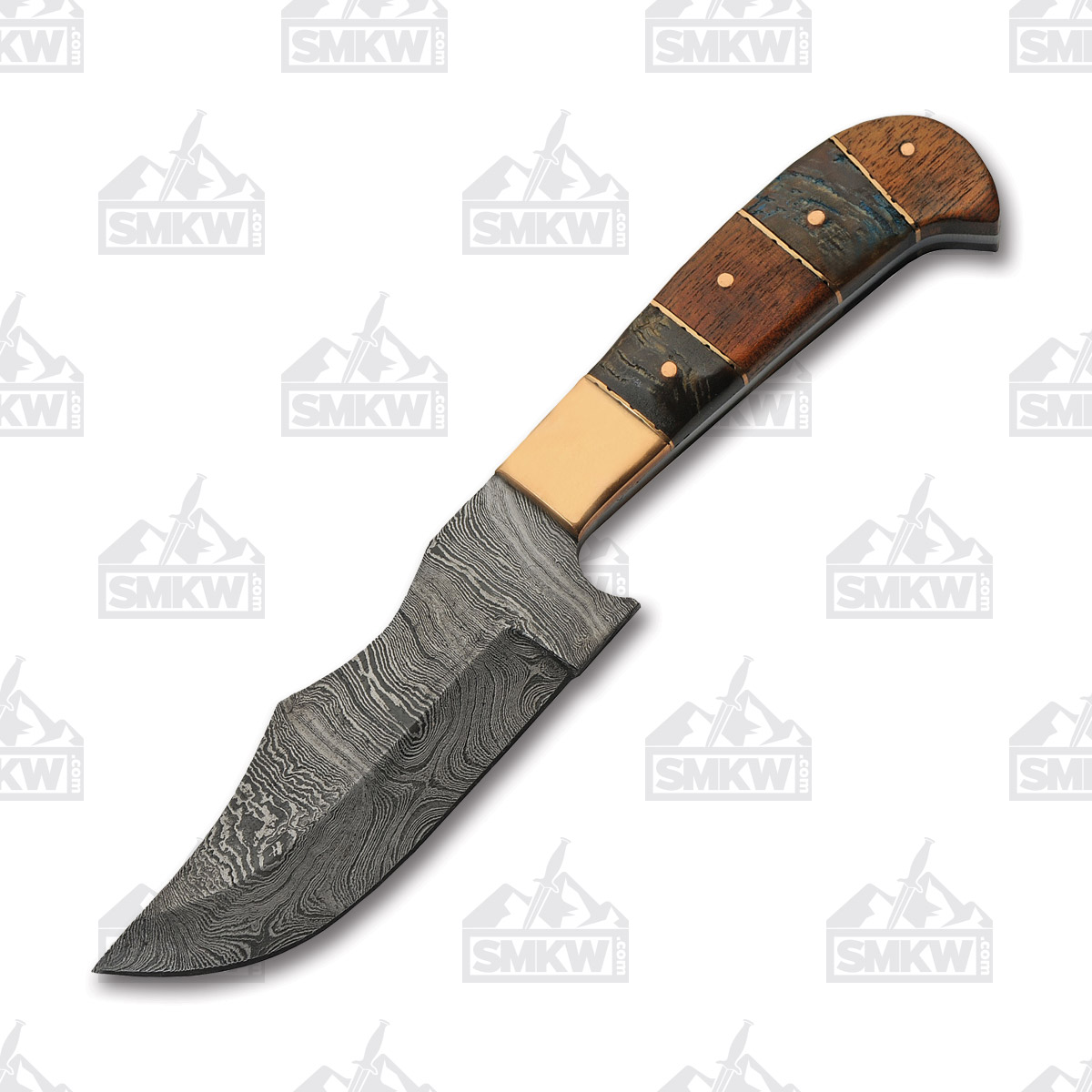 SZCO Supplies Copper Hunter Fixed Blade Knife 4.5in Damascus Blade DM1253 View 2
