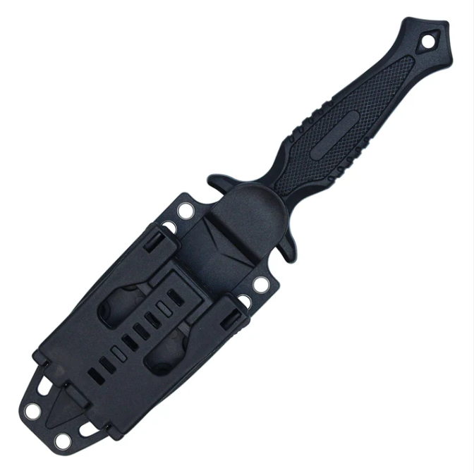 Neptune Trading Wartech Boot-9in Fixed Blade Knife Black ABS Handle 4.5 3CR13 Stonewashed Spear Point NTHWT269BK View 2