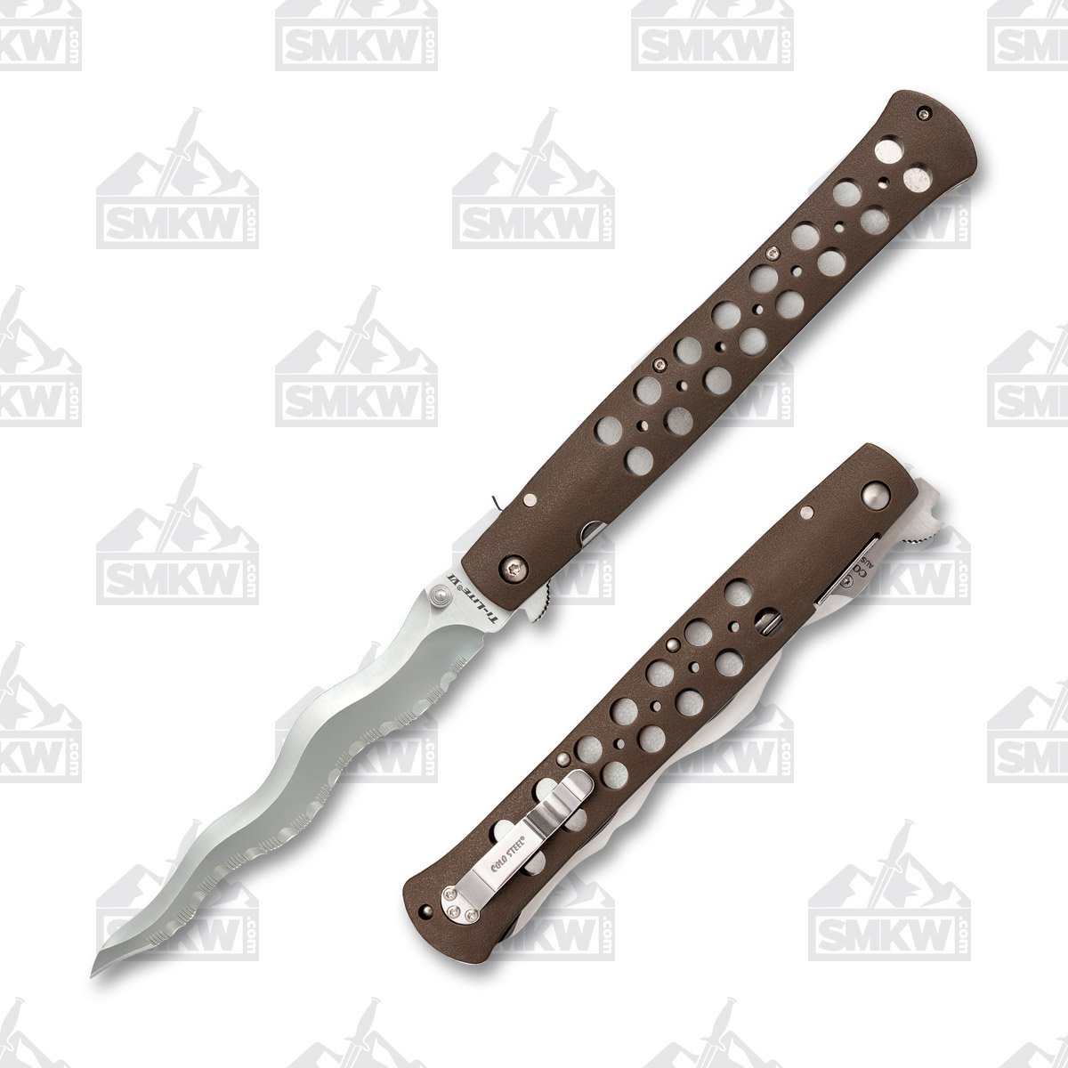 Cold Steel Ti-Lite Folding Knife Brown 6in Serrated Satin Kris Blade CS26SXK6S View 1