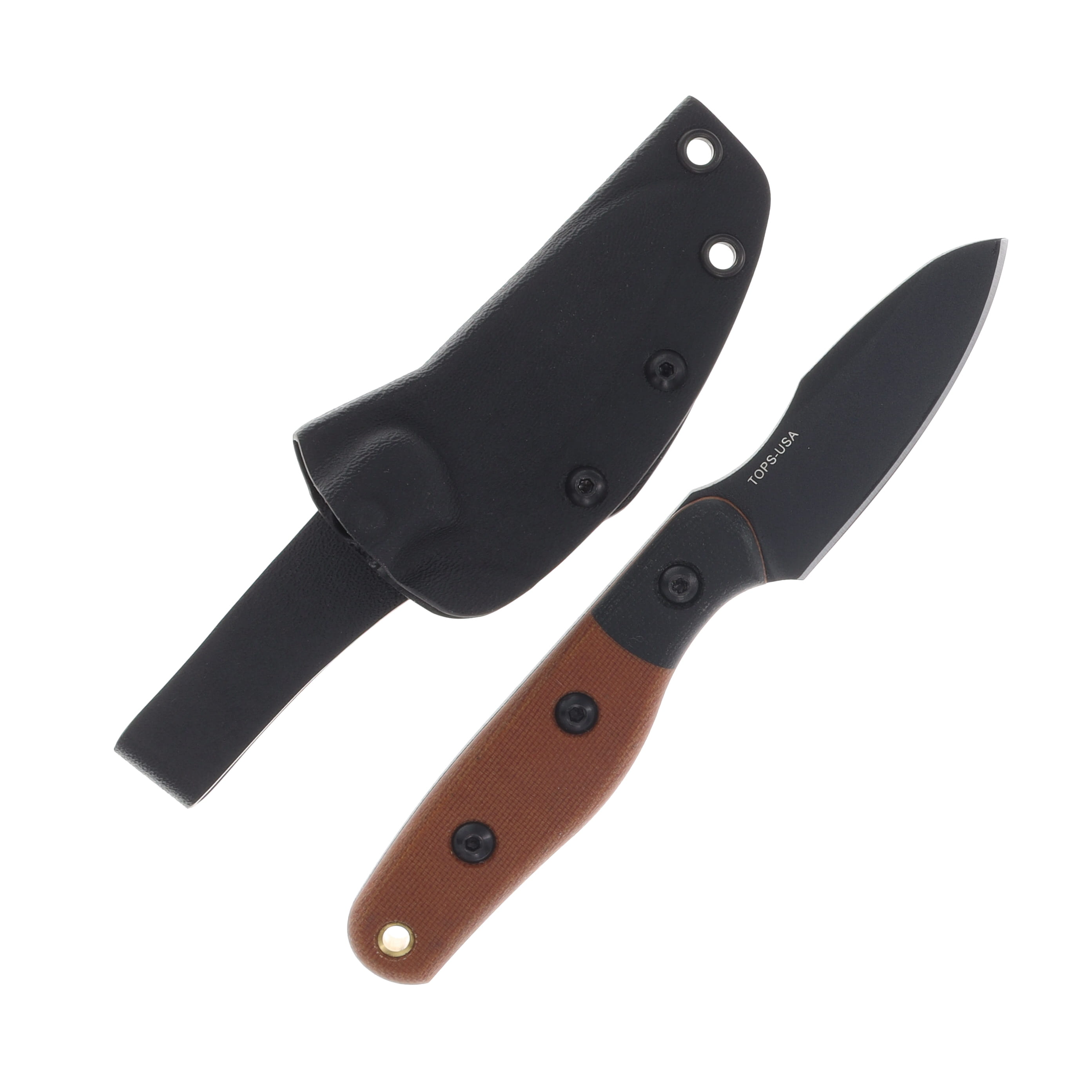 TOPS Hornero Fixed Blade Knife Black 1095 Sheepsfoot/Tan Canvas Micarta TPHORN01 View 1