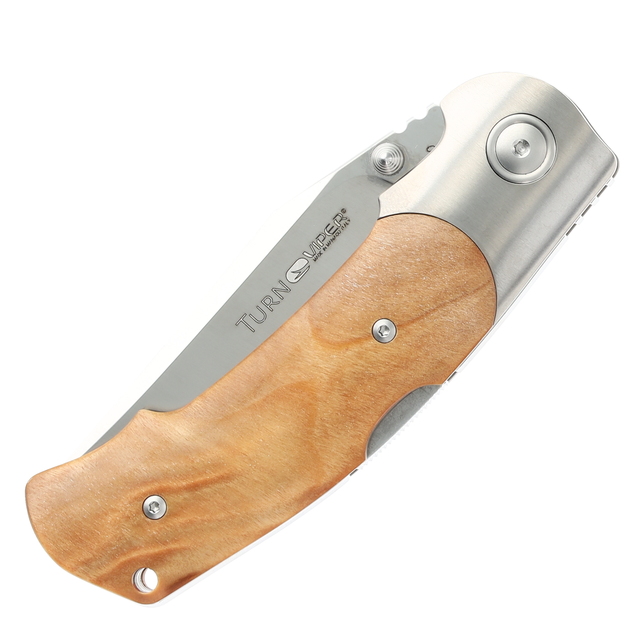 Viper Turn Flamed Poplar Wood Folding 3.22In. M390 Clip Point V5986PI View 5
