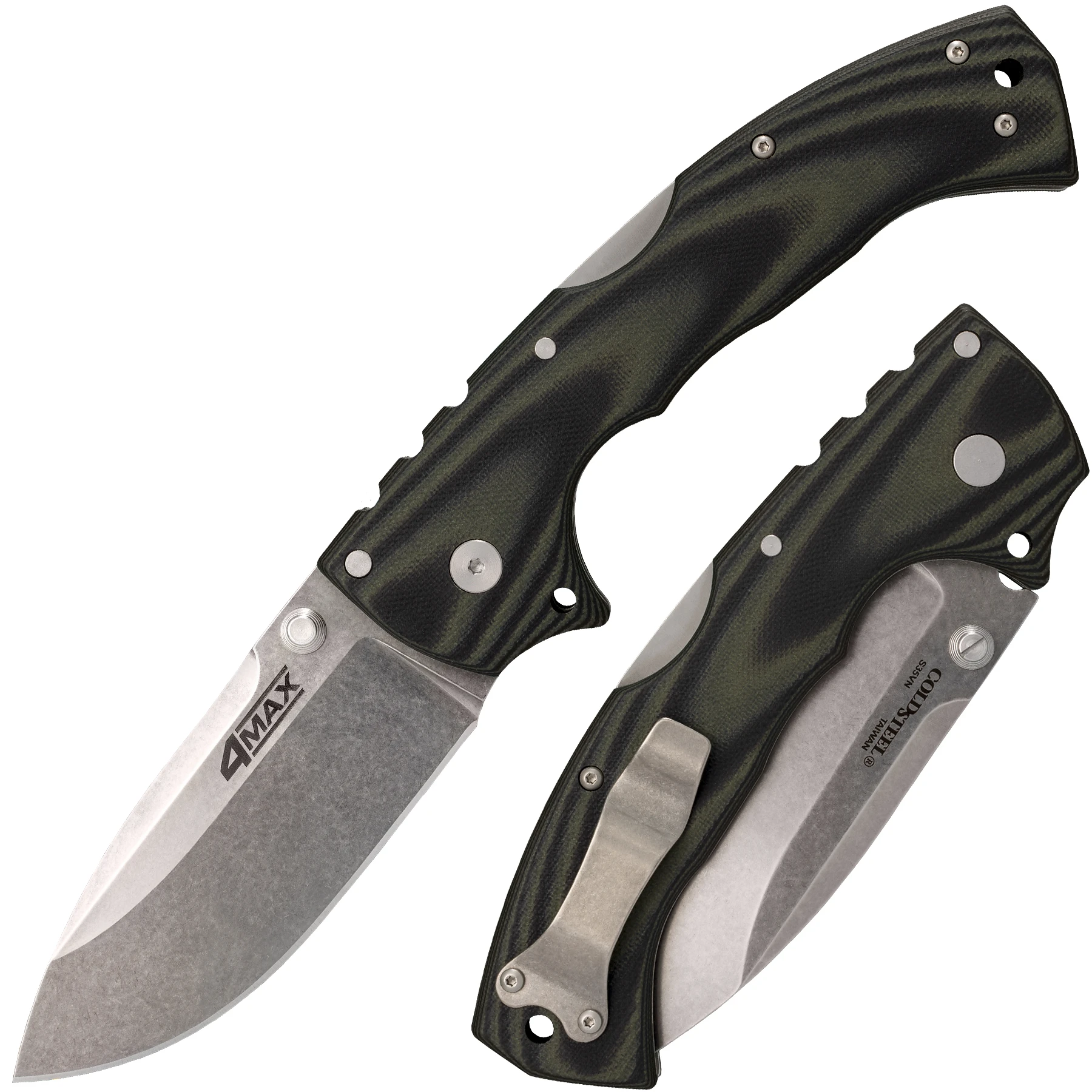 Cold Steel 4 Max Elite Folding Knife 4in Stonewashed Drop Point Blade CS62RMA View 1