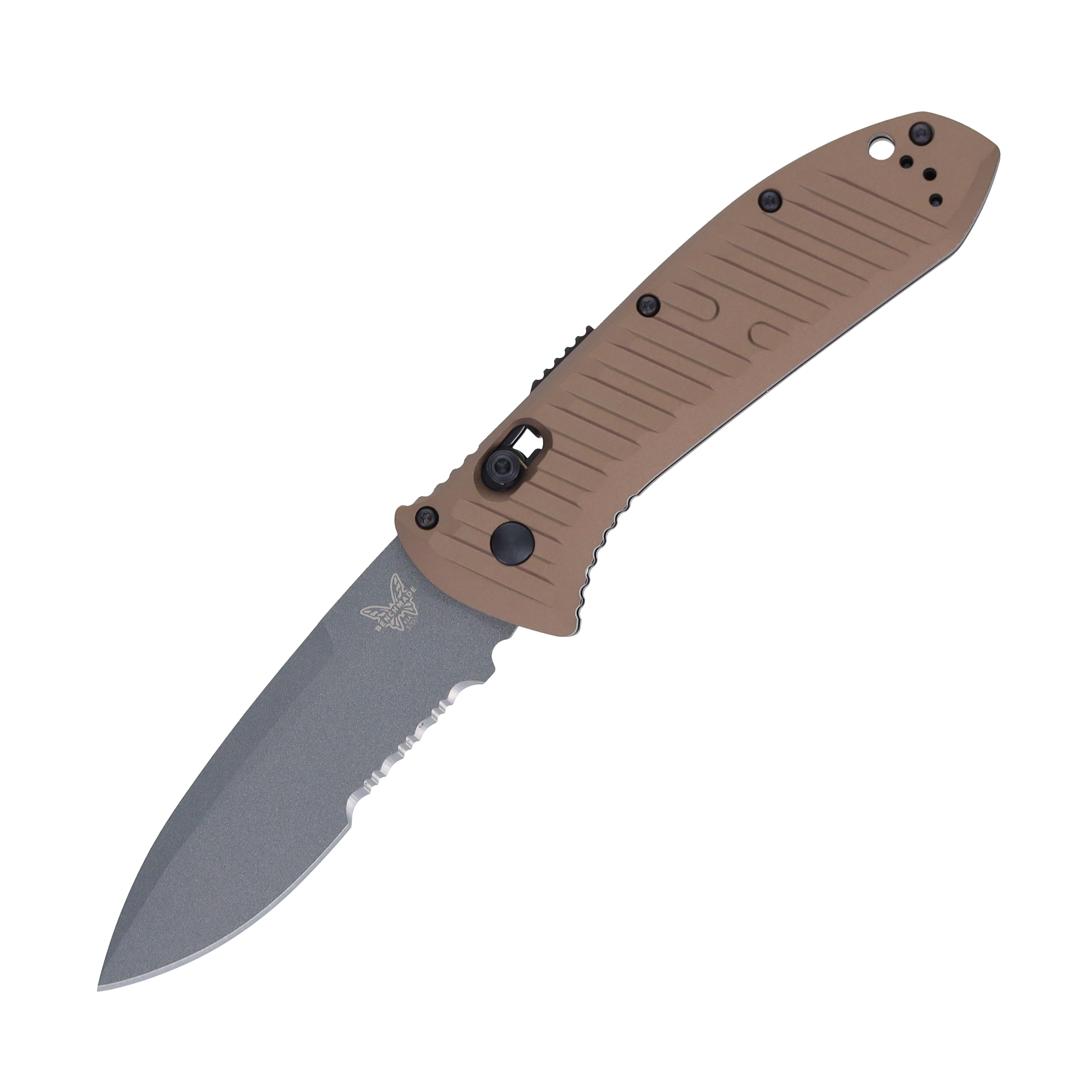 Benchmade Presidio II Out-The-Side Auto Tan Aluminum Cerakote Part Serr Drop Pt AUBM5700SGY1 View 1
