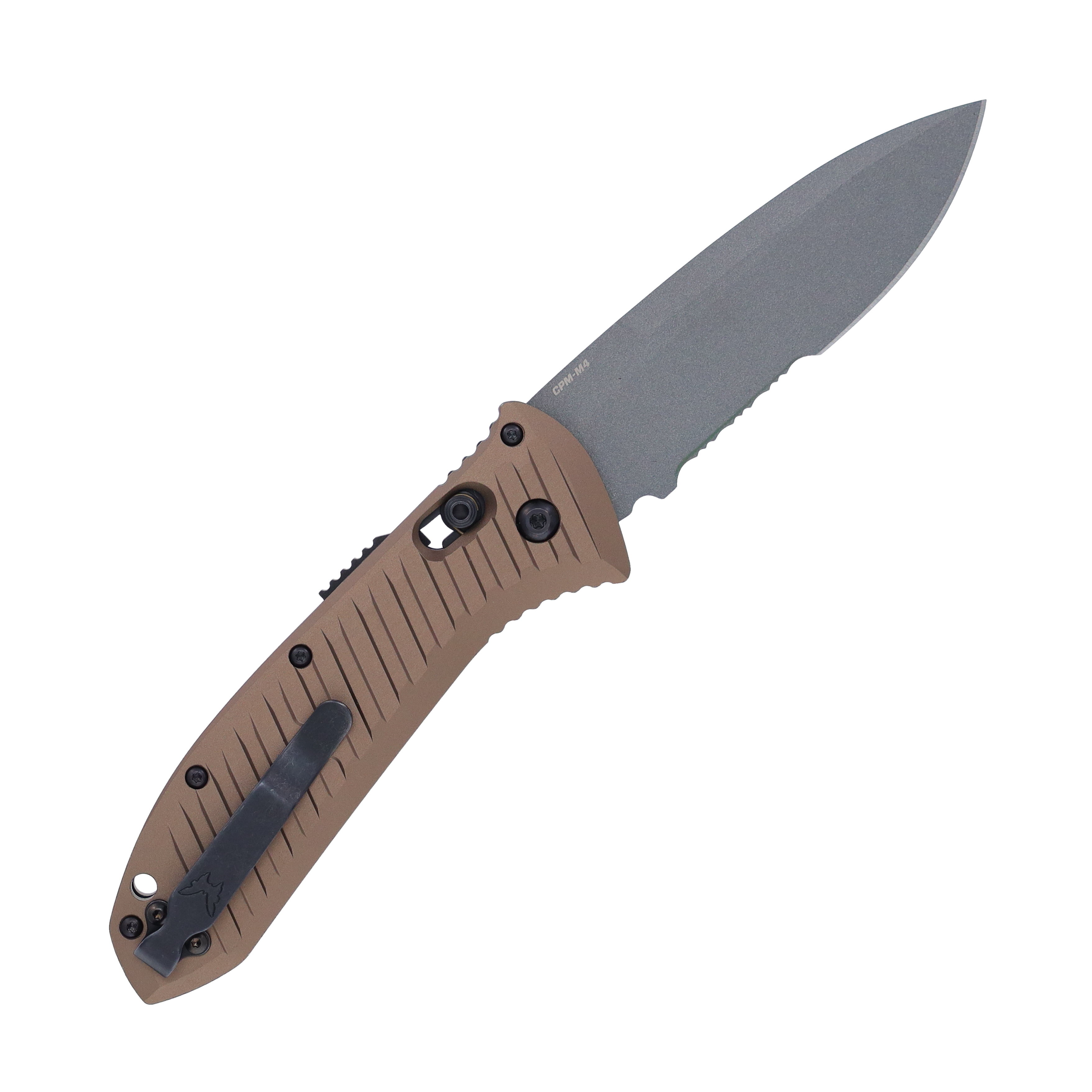 Benchmade Presidio II Out-The-Side Auto Tan Aluminum Cerakote Part Serr Drop Pt AUBM5700SGY1 View 2