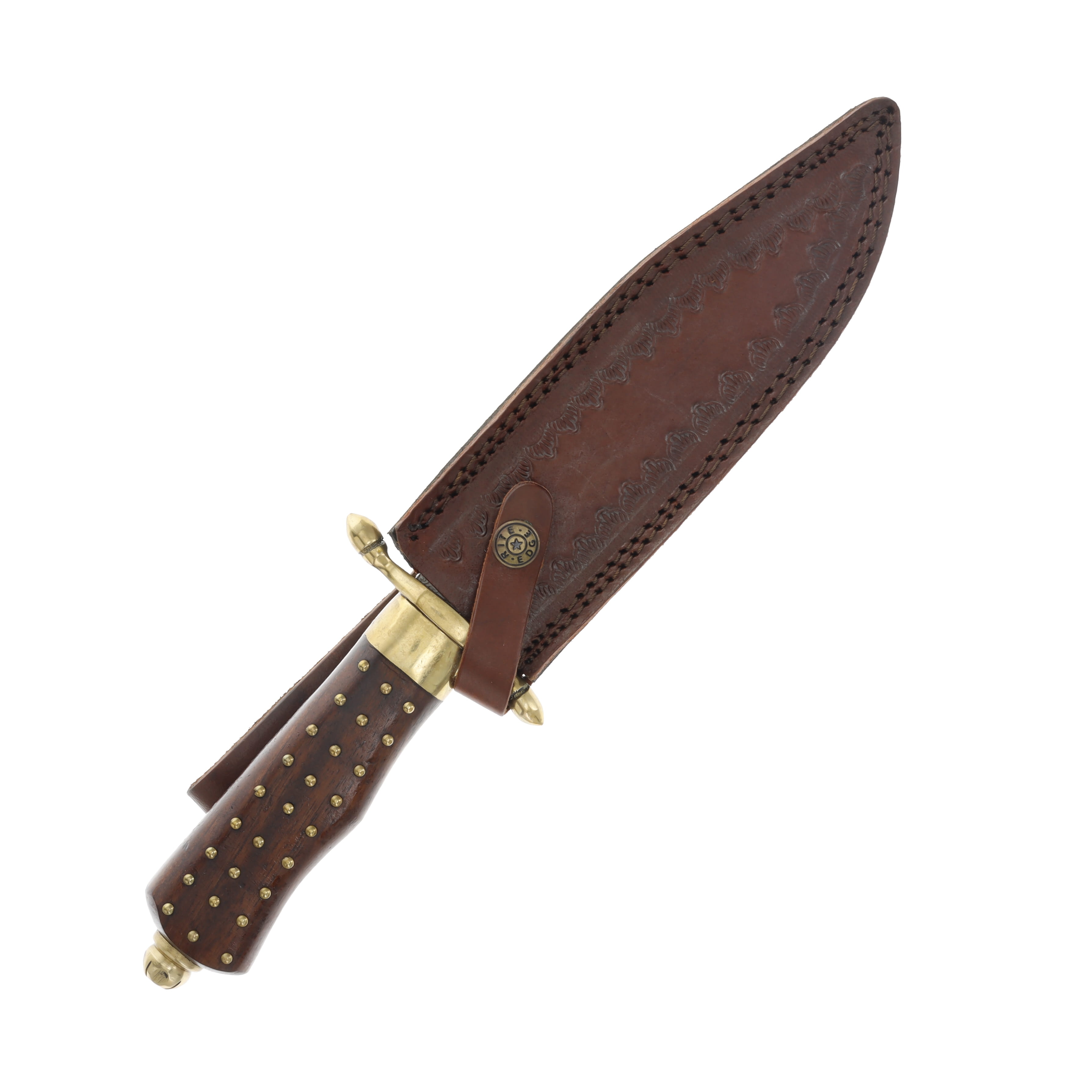 Rite Edge 13.5" Studded Damascus Bowie with Leather Sheath DM1058 View 3