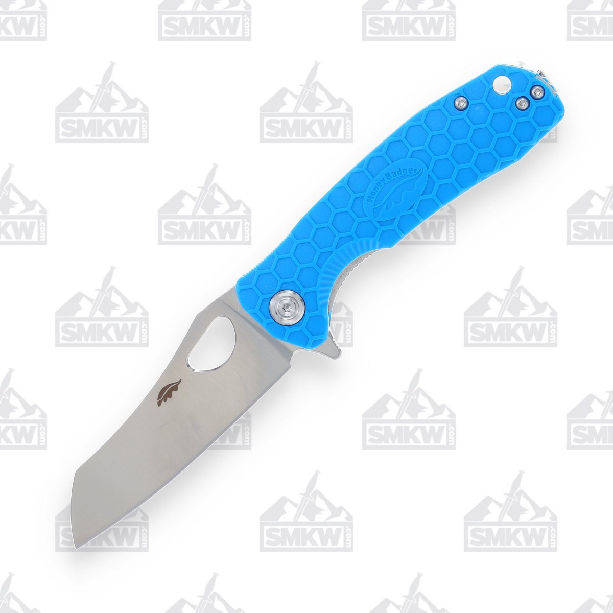 Honey Badger Knives Medium Wharncleaver Knife Blue 3.19 Satin D2 Blade HB1164 View 1