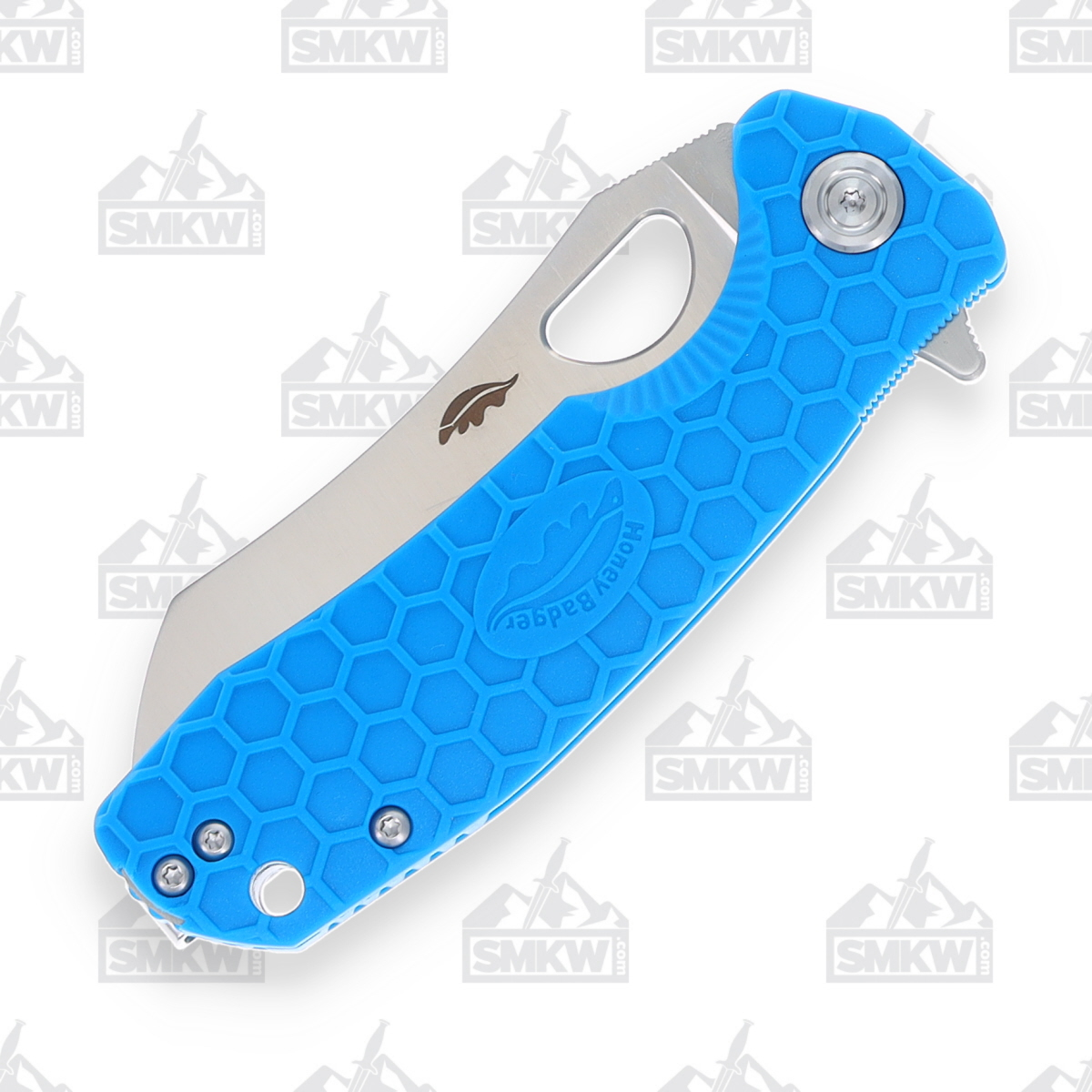 Honey Badger Knives Medium Wharncleaver Knife Blue 3.19 Satin D2 Blade HB1164 View 5