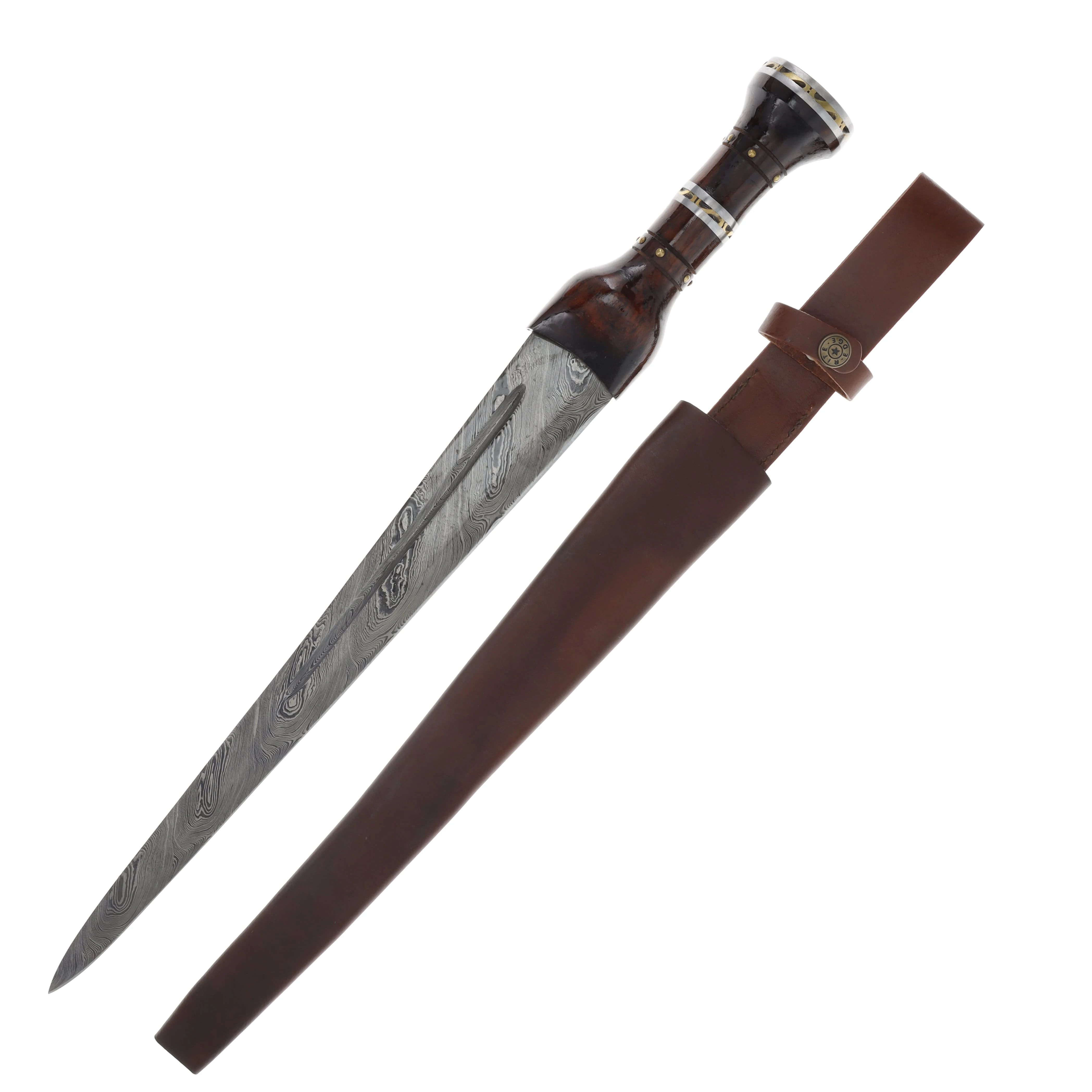 Rite Edge Exotic Scottish Dirk Wood 13.75 Inch Damascus Dagger DM1060 View 1