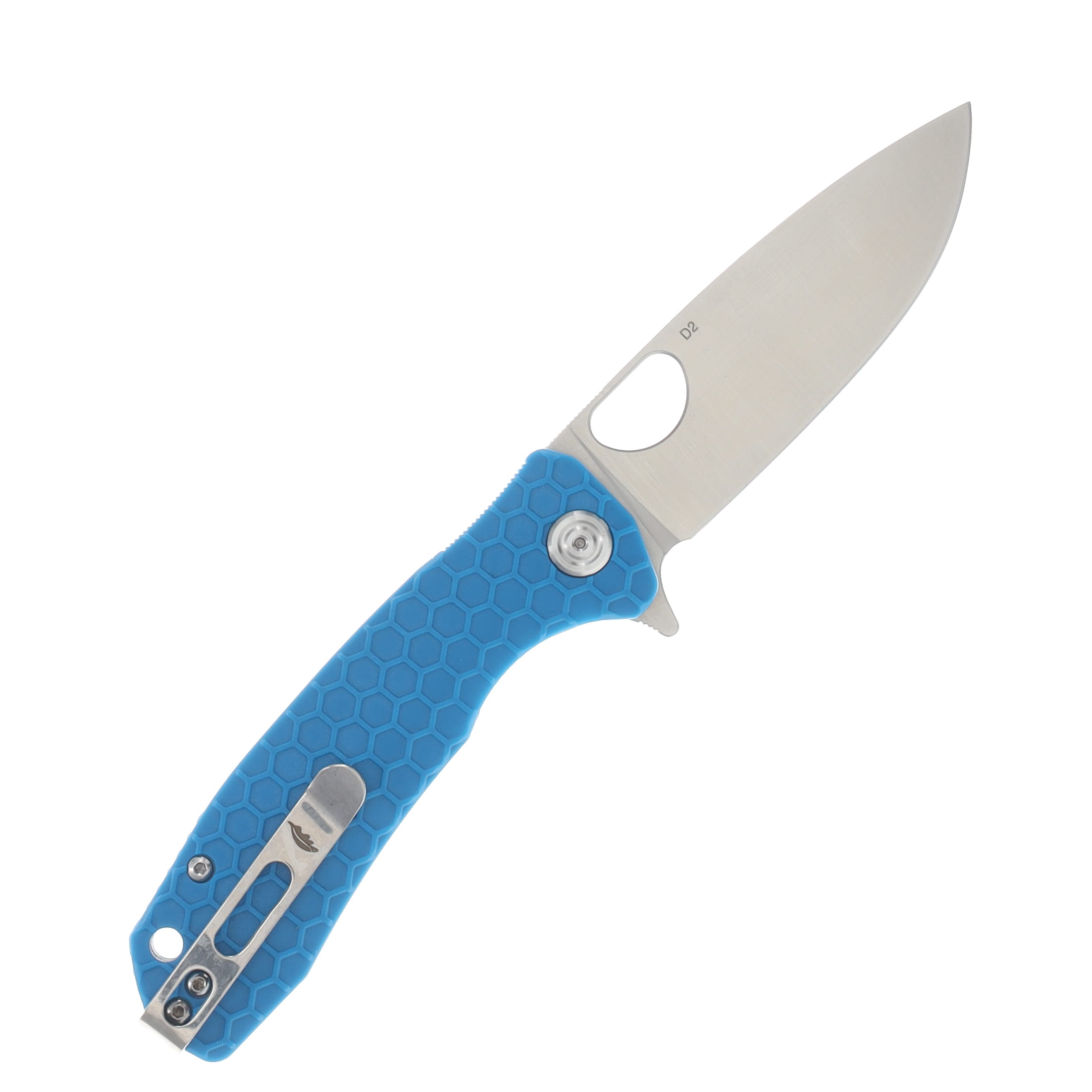 Honey Badger Medium Drop Point Folding Knife Blue 3.19in Plain Satin Blade HB1058 View 2