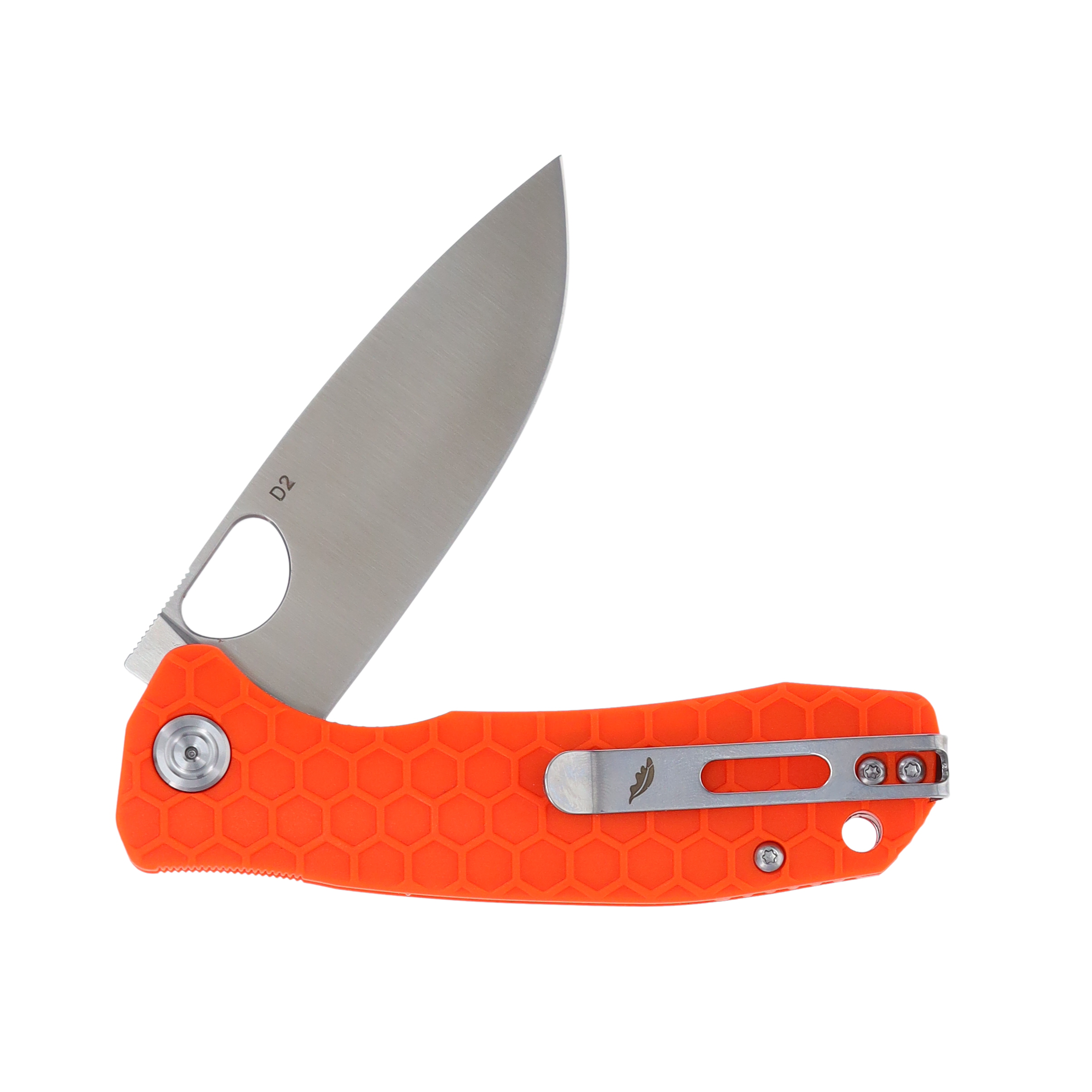 Honey Badger Medium Drop Point Knife-D2 Steel Orange Folding 3.19In HB1060 View 4