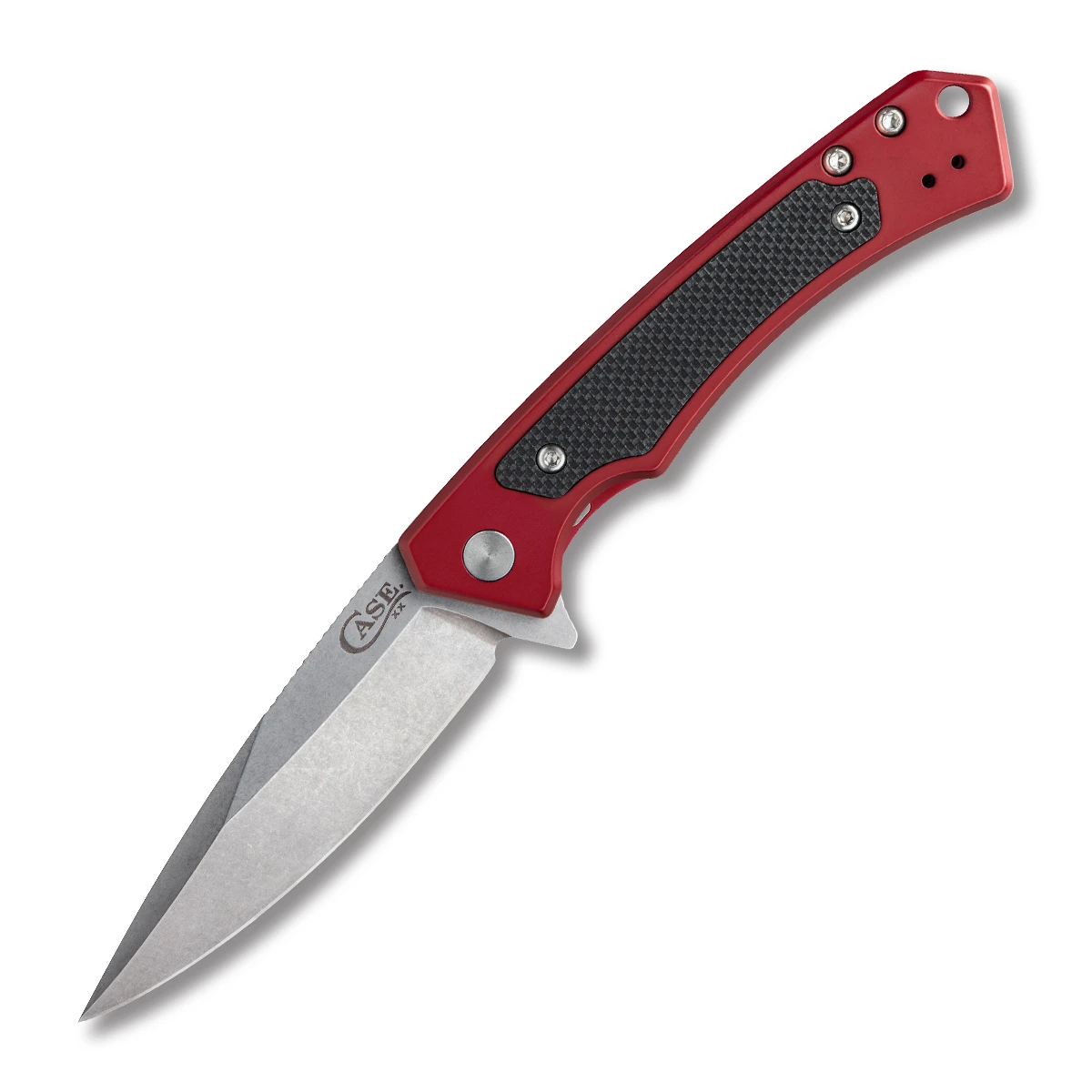 Case Marilla Framelock Folding Knife (Stonewash Drop Point, Red) CA25881 View 1