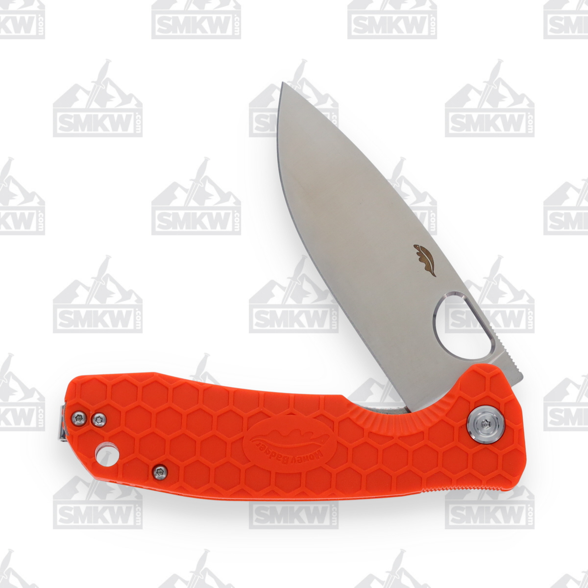 Honey Badger Large Drop Point Folding Knife Orange 3.63in Plain Satin Blade HB1044 View 3