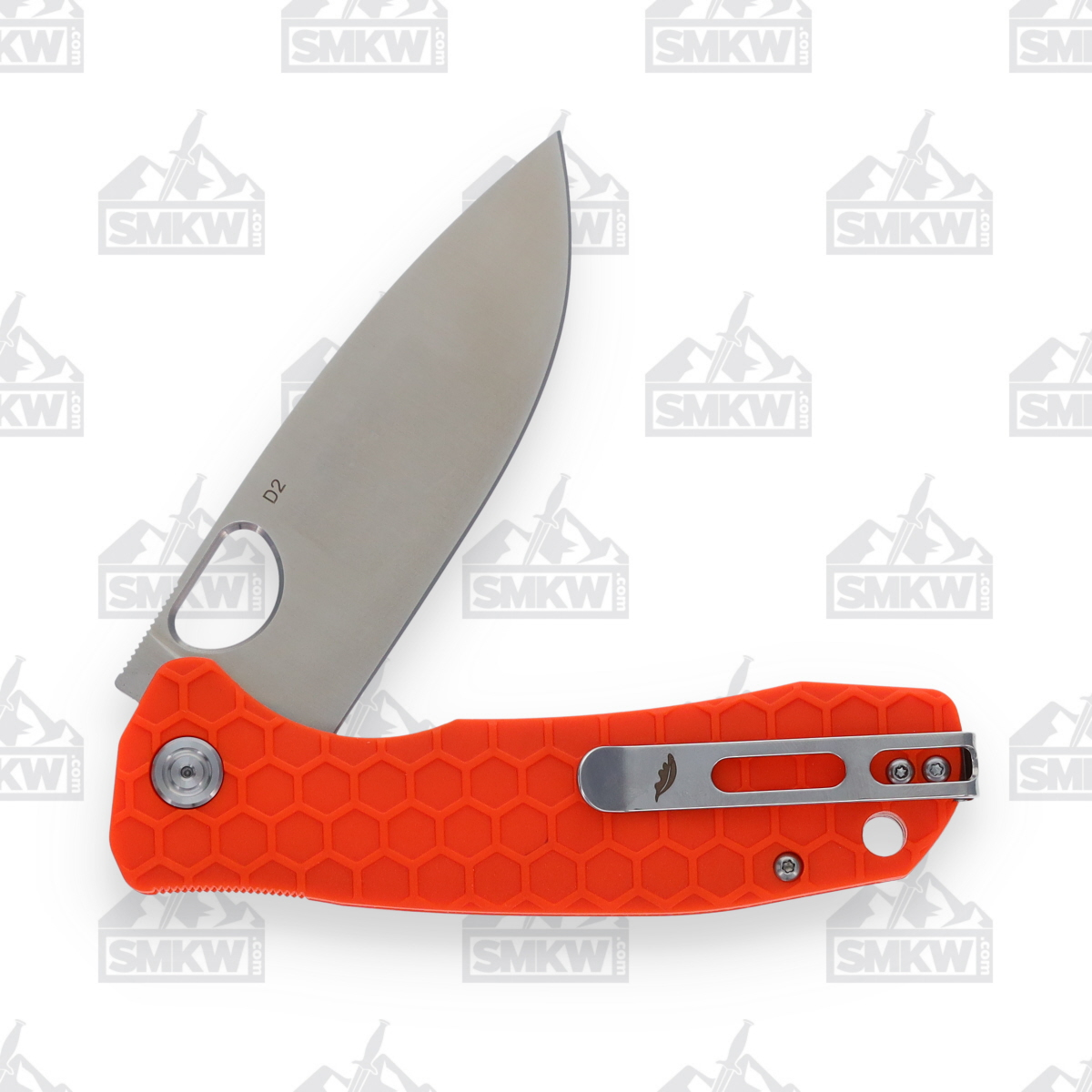 Honey Badger Large Drop Point Folding Knife Orange 3.63in Plain Satin Blade HB1044 View 4