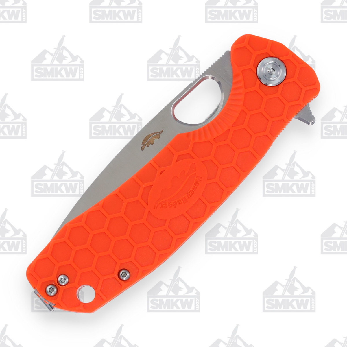 Honey Badger Large Drop Point Folding Knife Orange 3.63in Plain Satin Blade HB1044 View 5