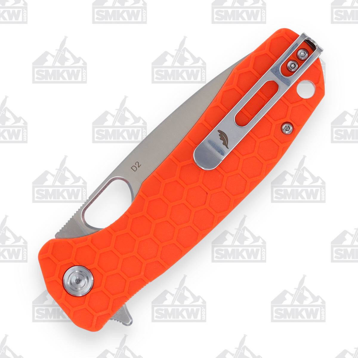 Honey Badger Large Drop Point Folding Knife Orange 3.63in Plain Satin Blade HB1044 View 6