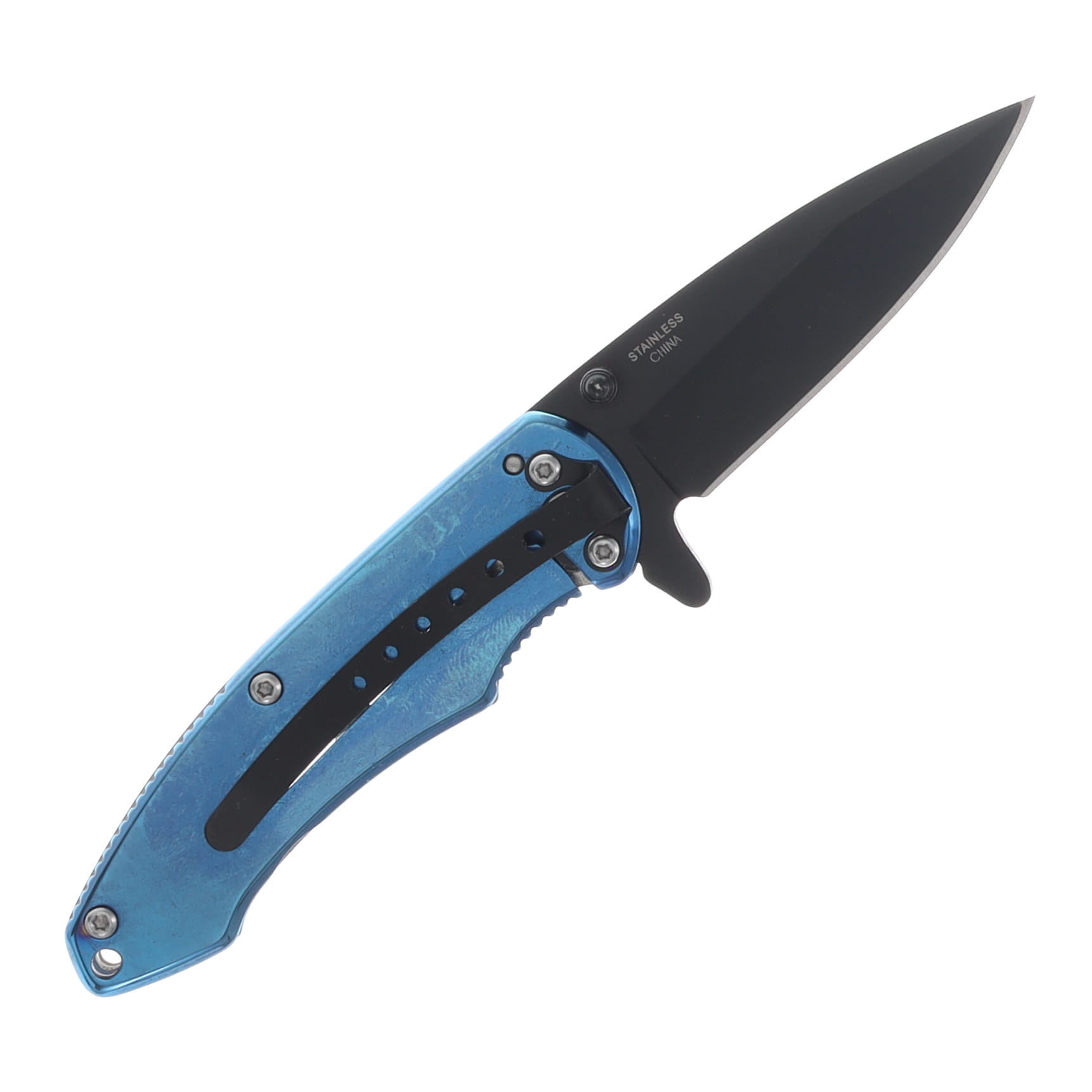 Blue Titanium 6" Linerlock Folding Knife 300523BL View 2