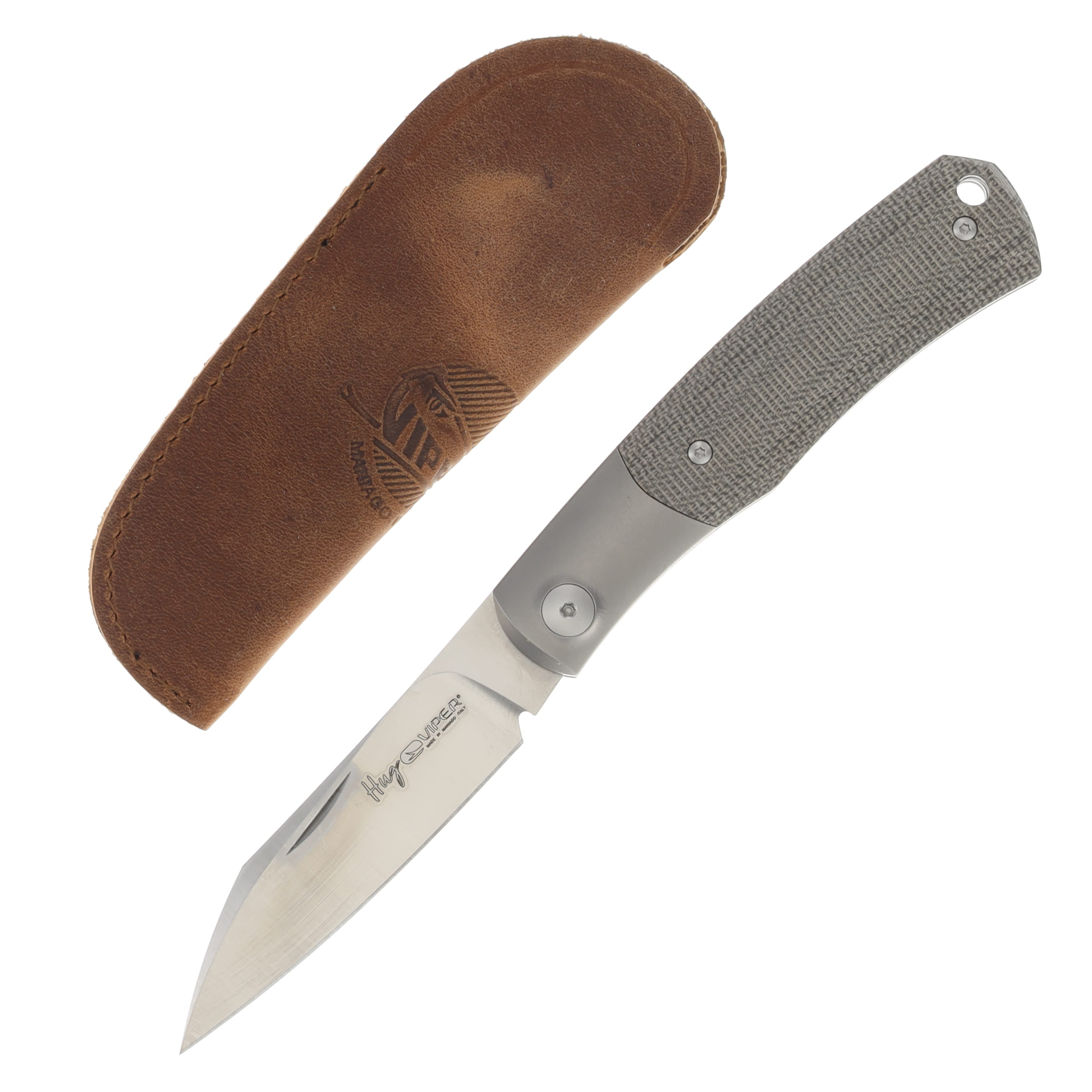 Viper Knives Hug Folding Knife Green Canvas Micarta 3.125in Satin Blade V5992CG View 1