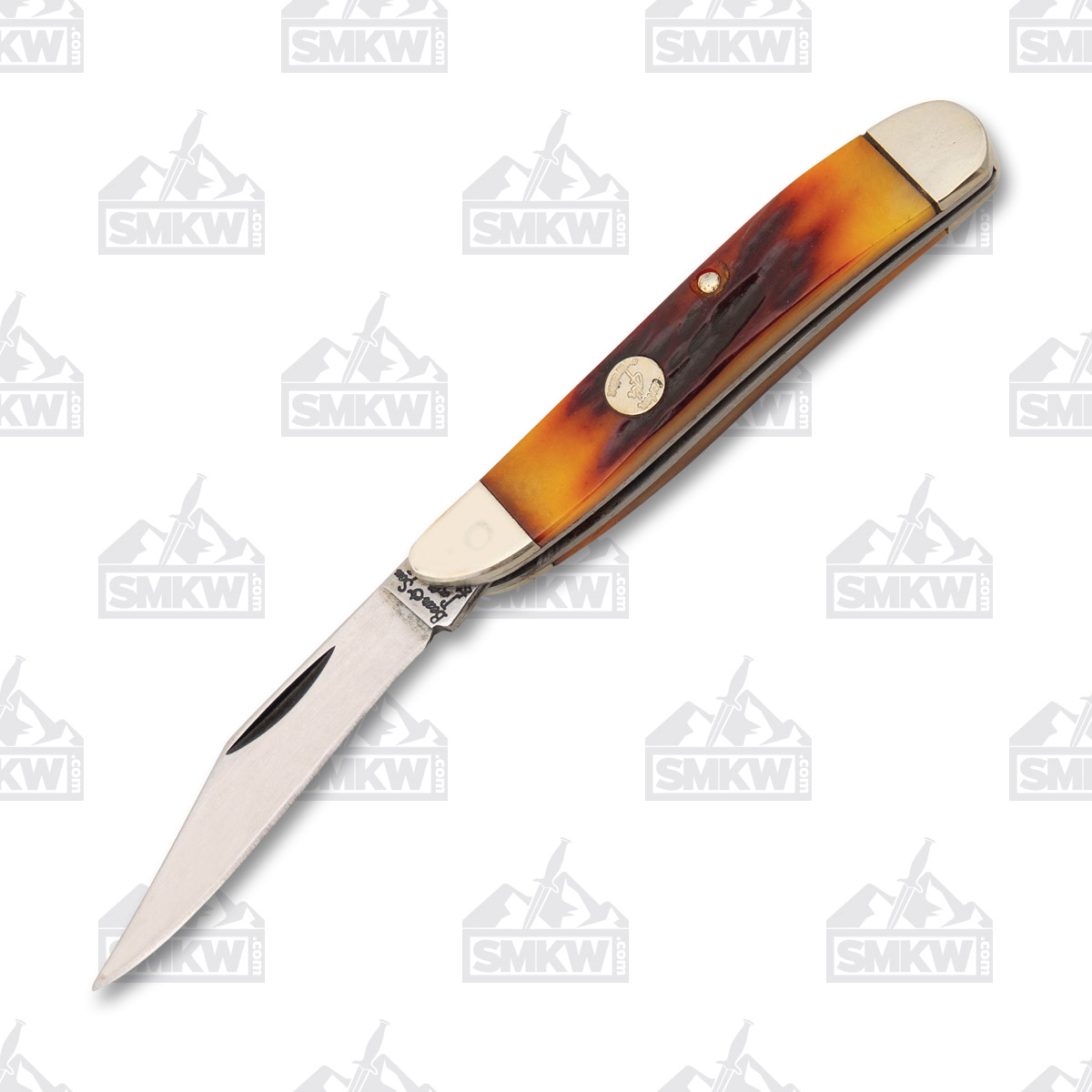Bear & Son Peanut Folding Knife 2in Plain Edge Red Stag Bone BRCRSB19 View 2