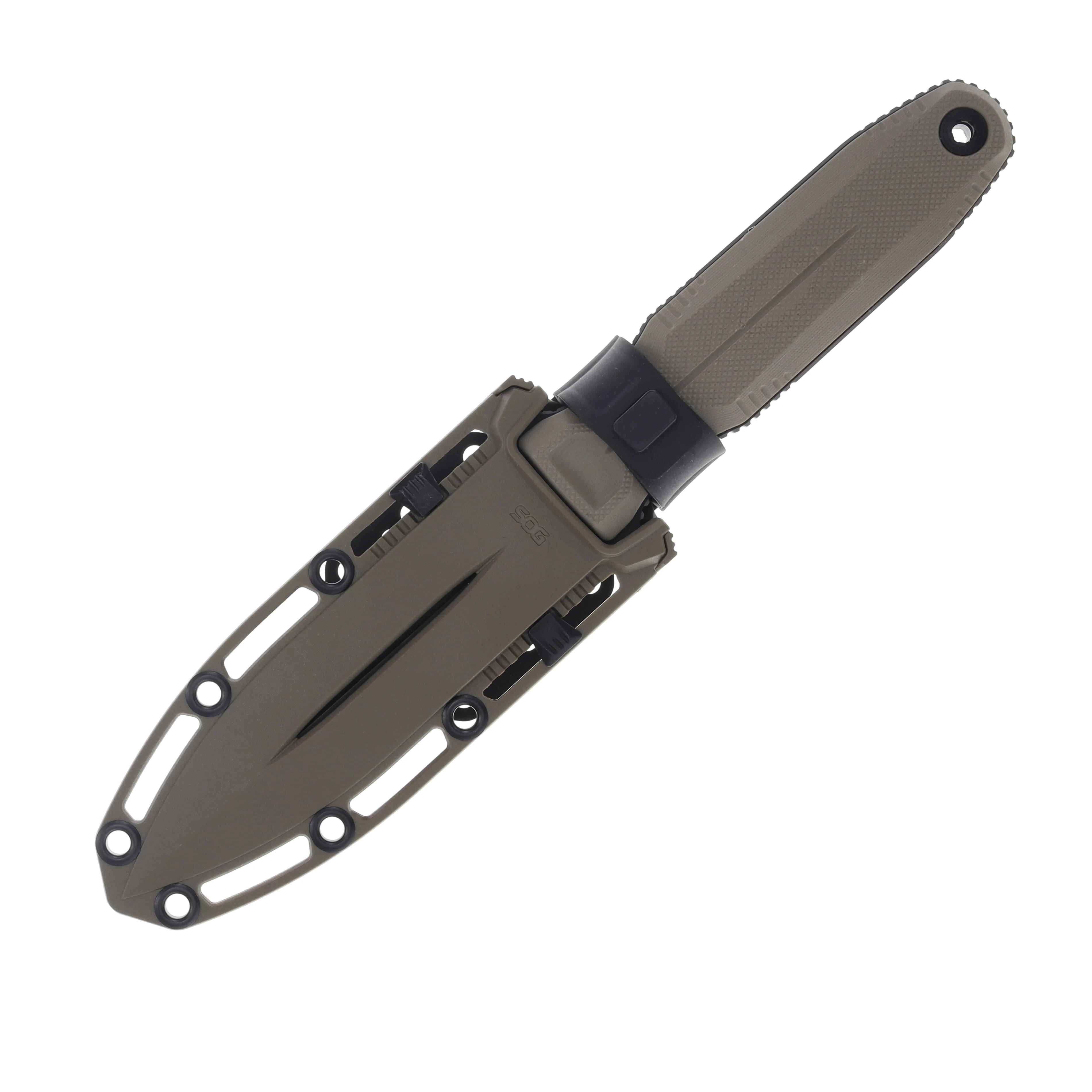 SOG Pentagon FX FDE 4.77 Inch Plain Black TiNi Spear Point 17610257 View 3