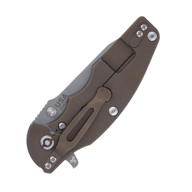 Hinderer Jurassic OD Green – Battle Bronze 3.37in Plain Working Spear Point View 3