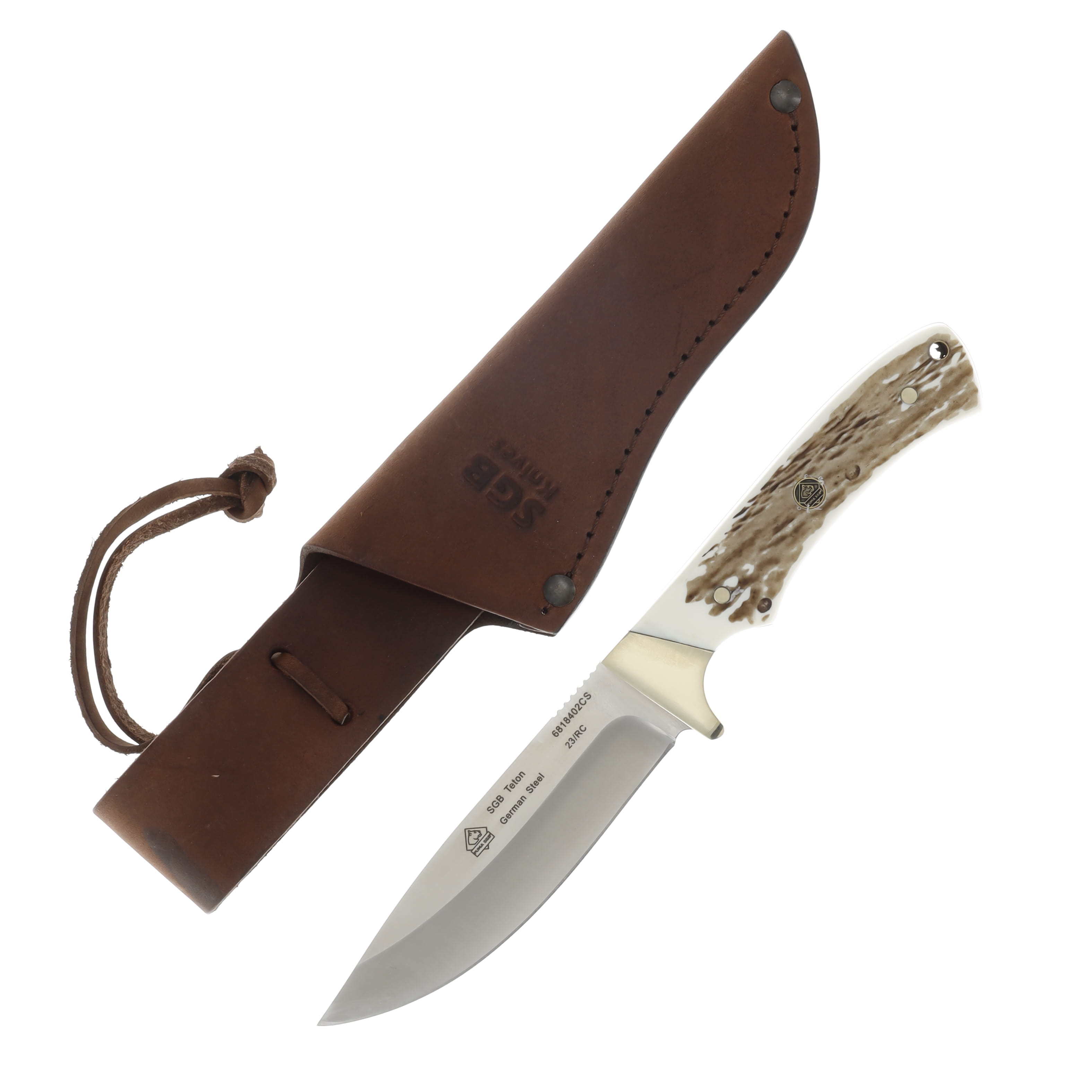 Puma SGB Teton Fixed Blade Knife 4.7in Plain Edge POM Commando Stag PKC6818402CS View 1