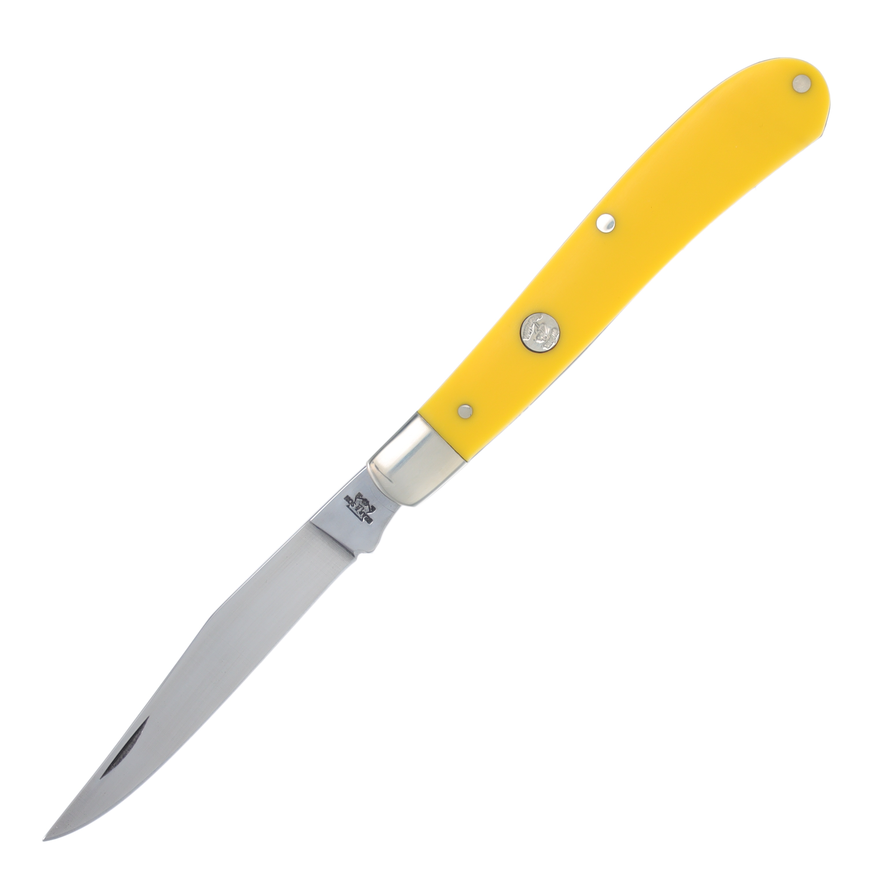 Bear & Son One Blade Carbon Steel Yellow Delrin Slimline Trapper BRC3148 View 2
