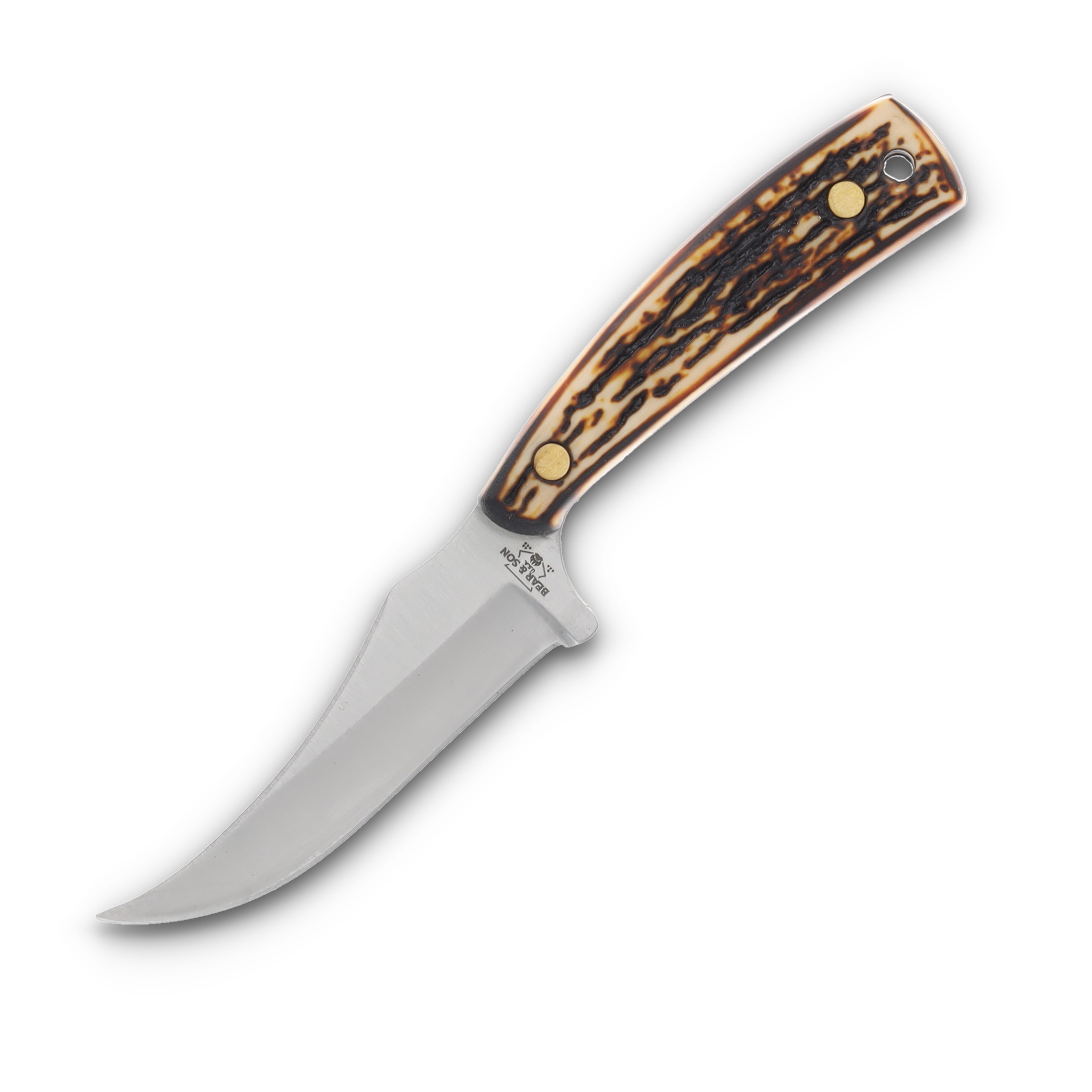 Bear & Son Upswept Skinner Fixed Blade Knife Stag Delrin BR753 View 3