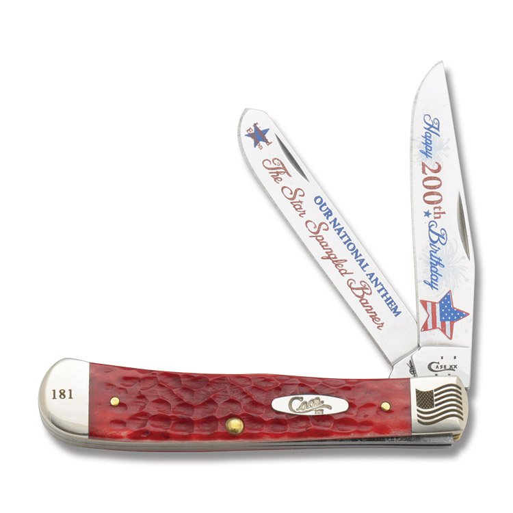 Case XX Star Spangled Banner 200th Anniversary Red Jigged Bone Trapper CATSSBRPB View 1