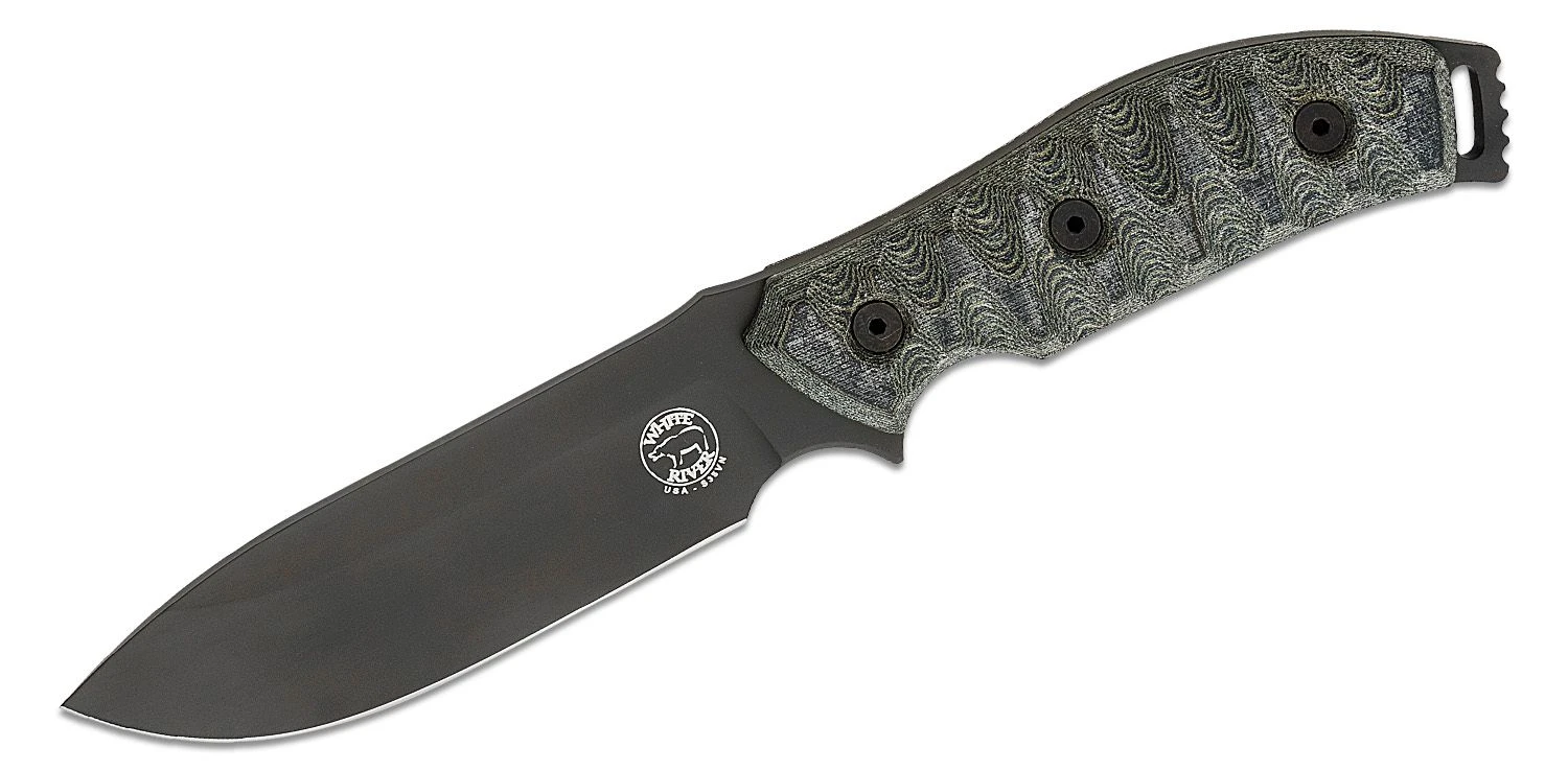 White River GTI 4.5 Fixed Blade Knife Black S35VN/OD Green Linen Micarta WRGTI45LBOCB View 1