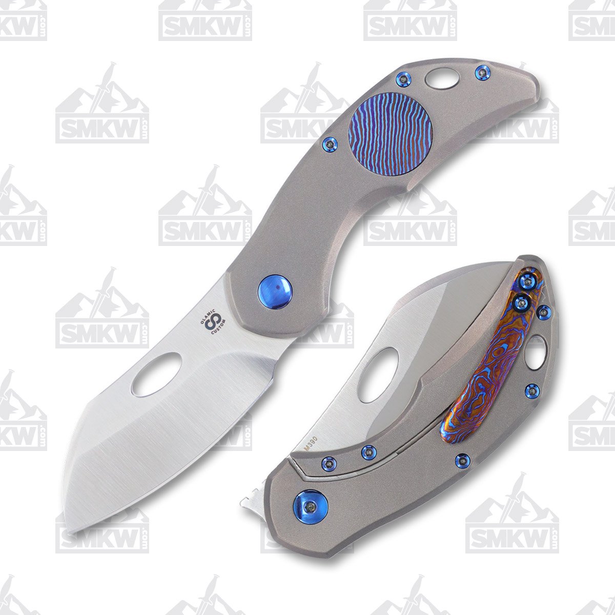 Olamic Busker Largo Folding Knife 2.37in Plain EdgeLight Blasted Ti Mascus B646L View 1