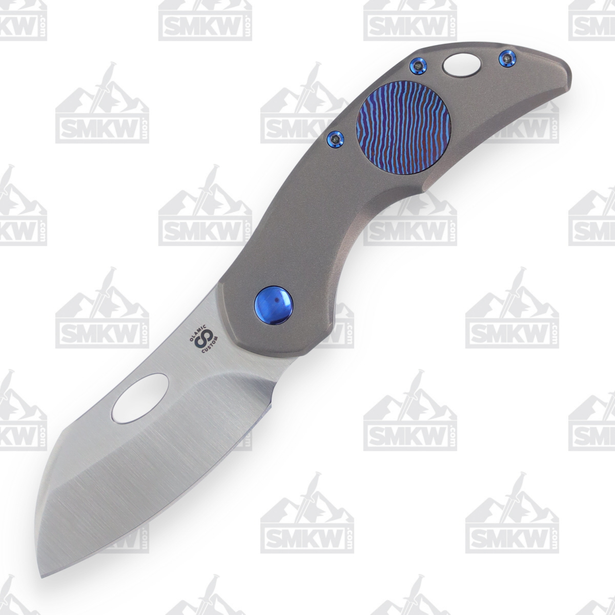 Olamic Busker Largo Folding Knife 2.37in Plain EdgeLight Blasted Ti Mascus B646L View 2